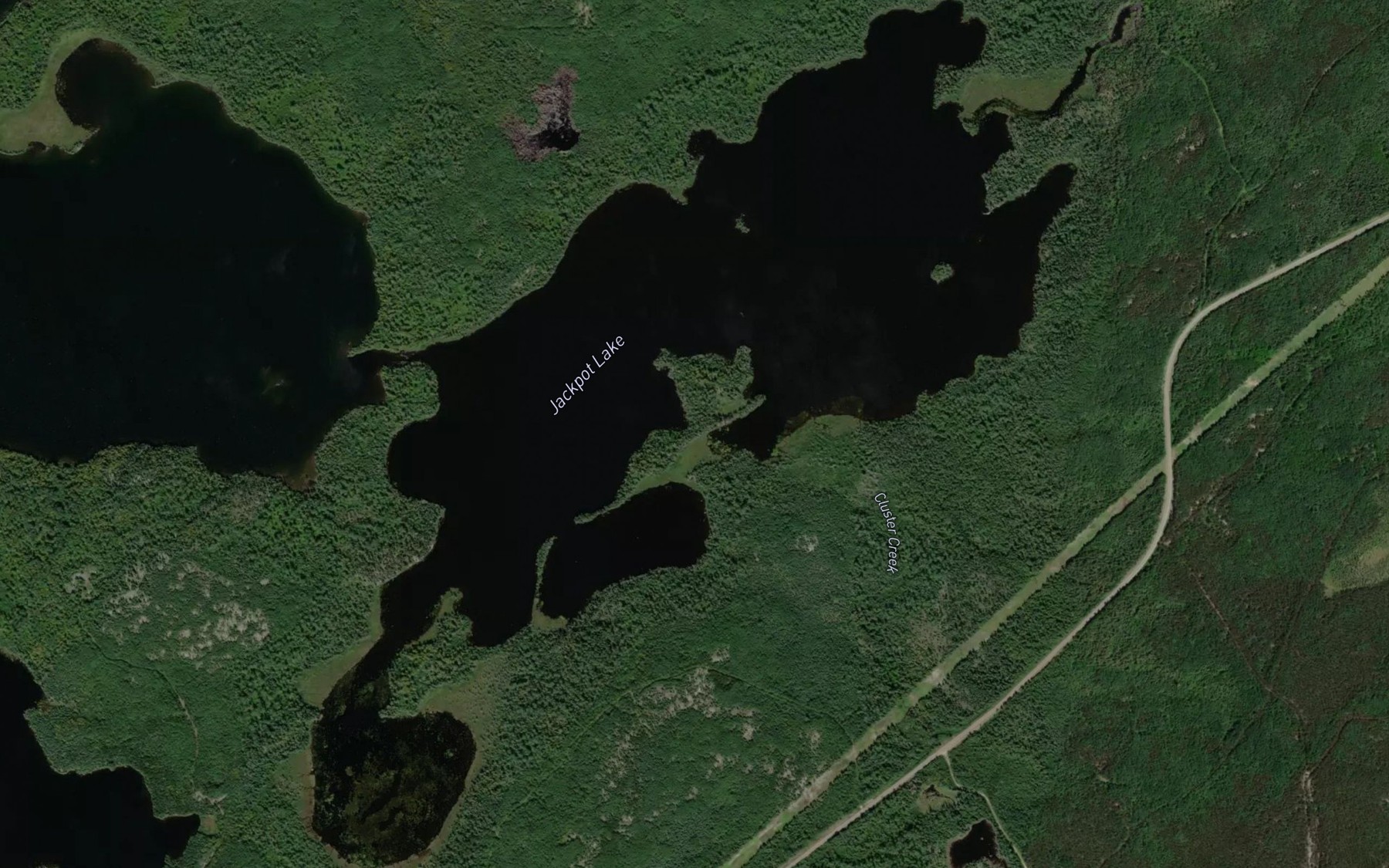 Satellite map of the Jackpot Lake