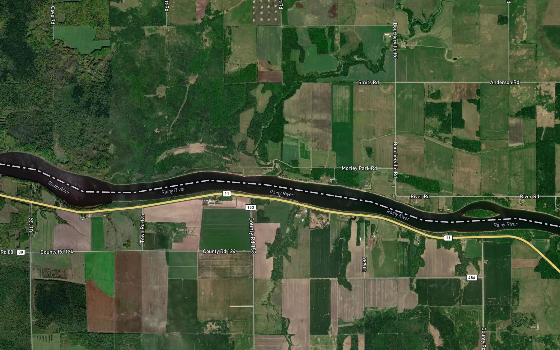 Satellite map of the Cameron Creek