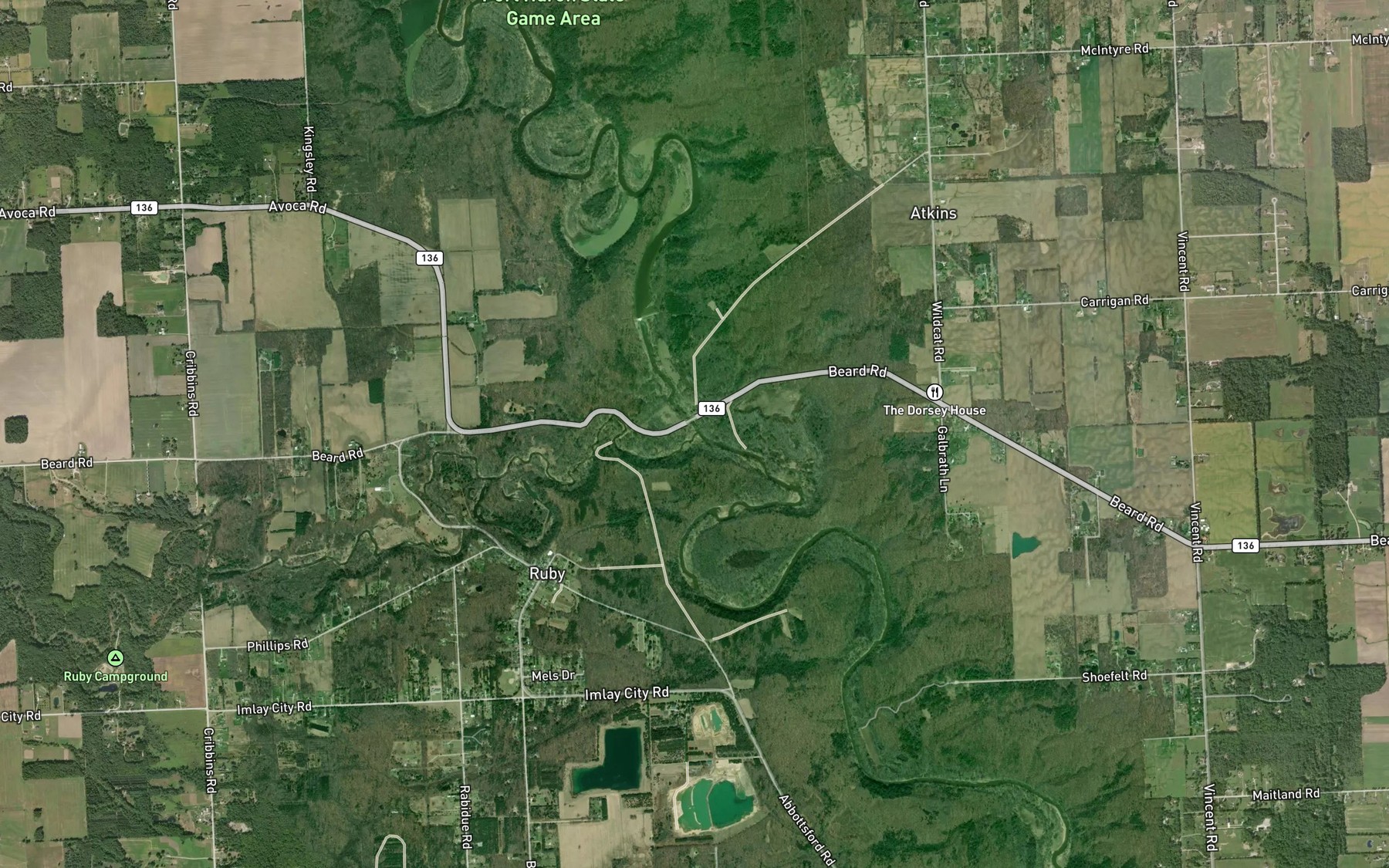 Satellite map of the Mill Creek