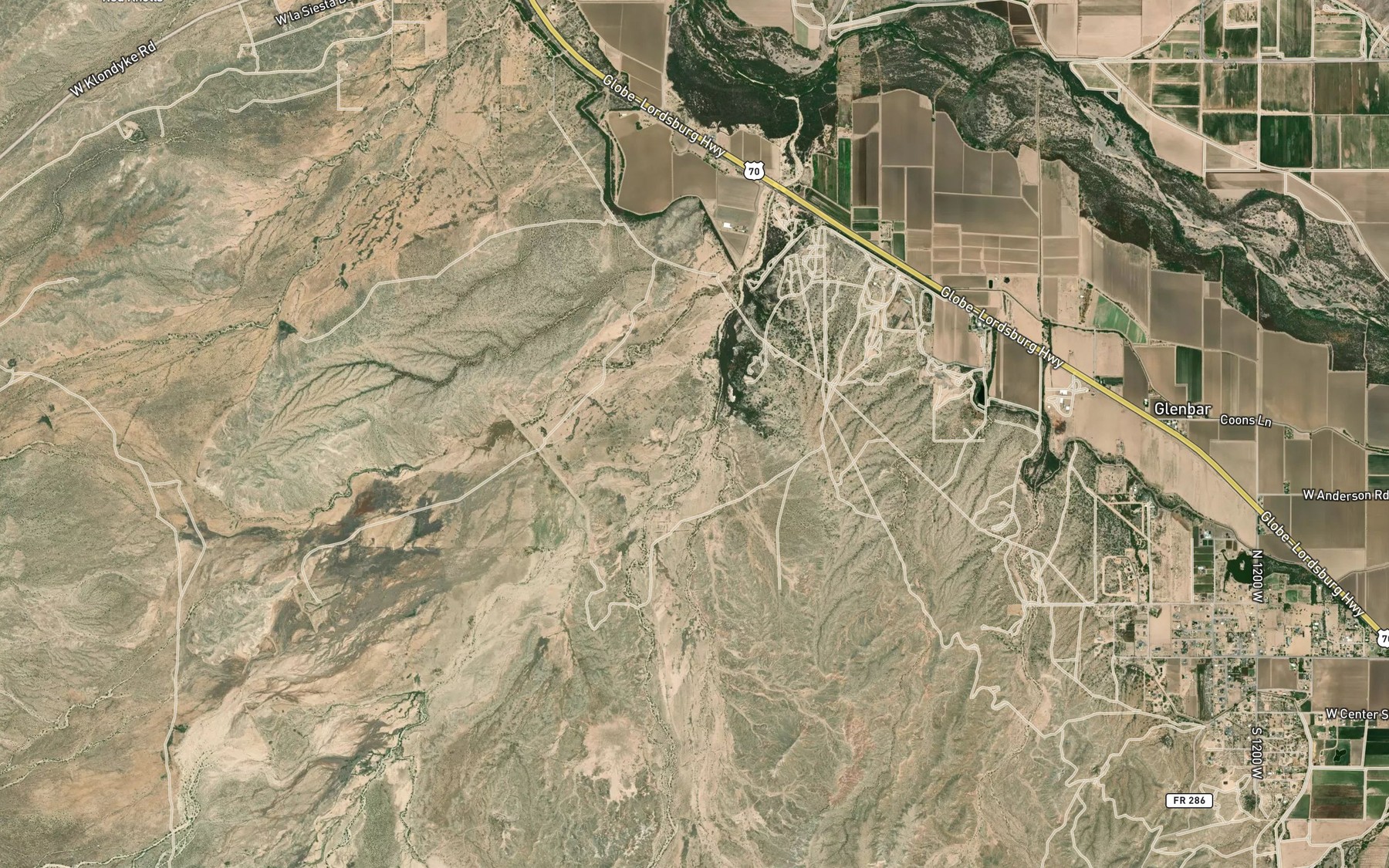 Satellite map of the Bigler Wash