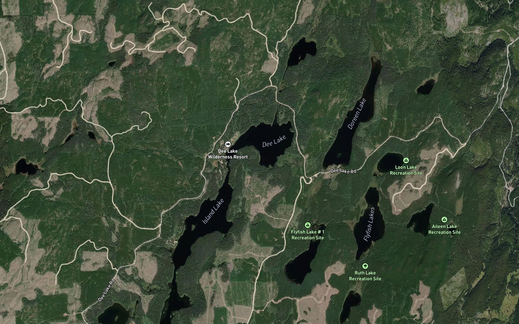 Satellite map of the Dee Lake