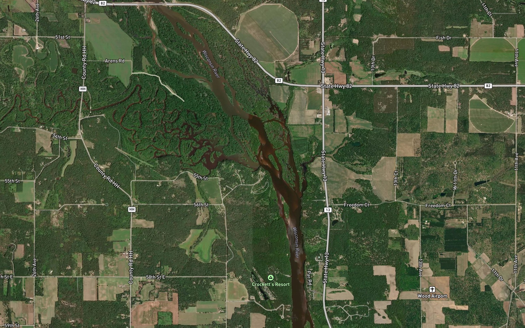 Satellite map of the Lemonweir River