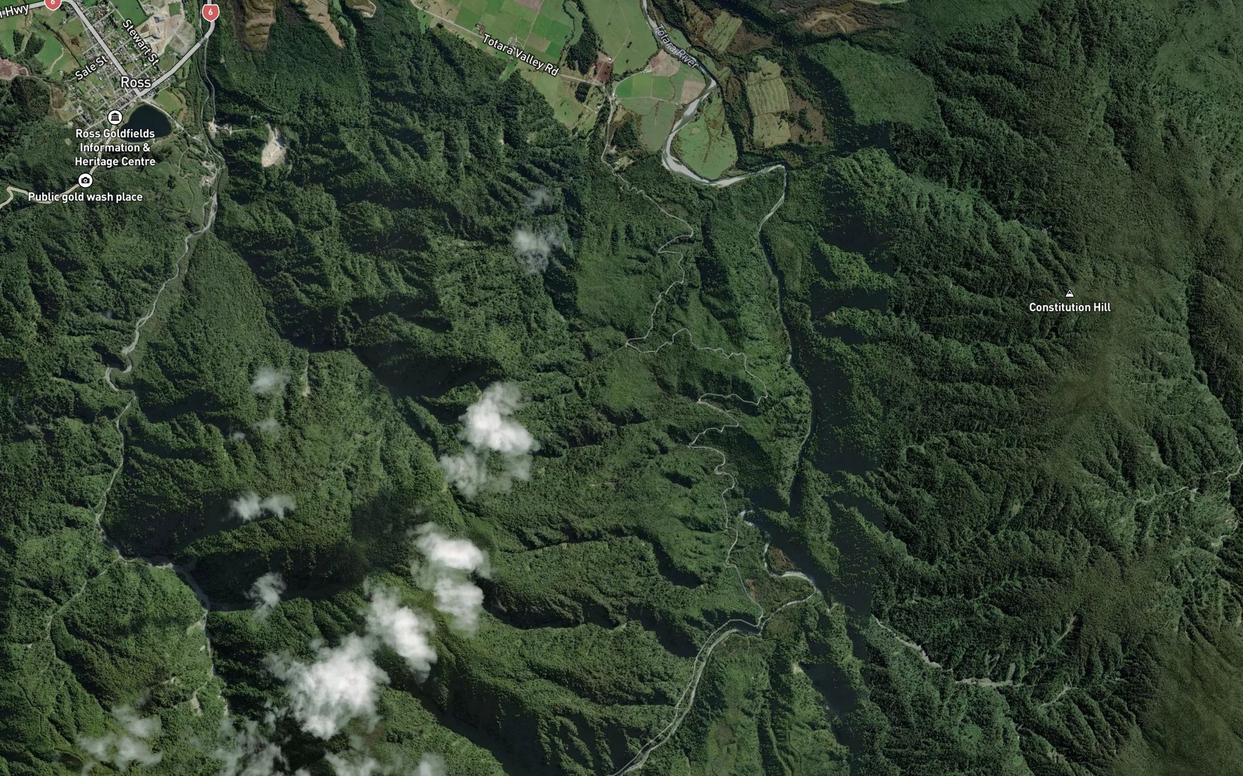 Satellite map of the Cameron Creek