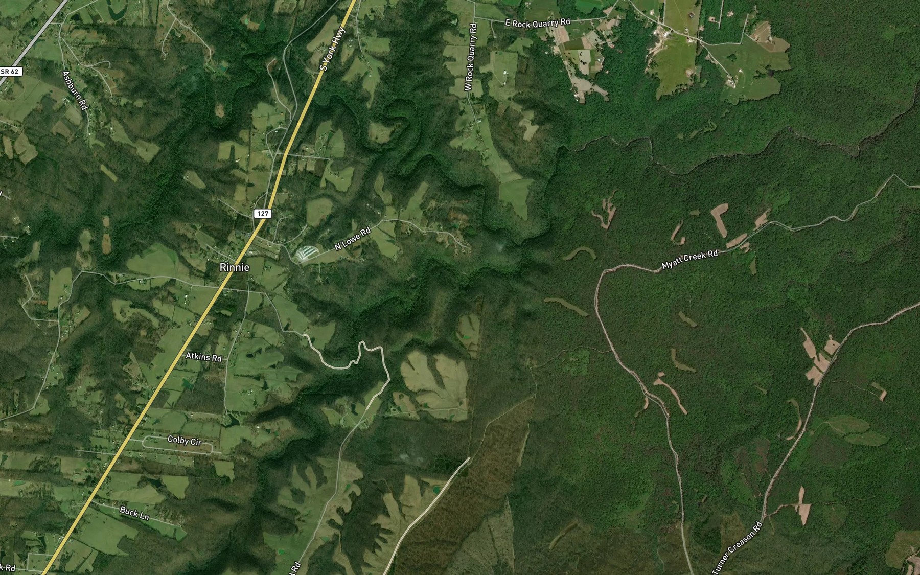 Satellite map of the How Come You Creek