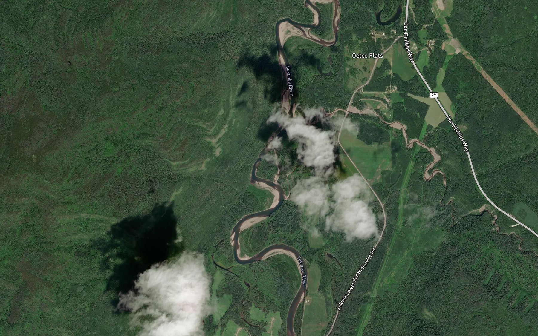 Satellite map of the Martin Creek