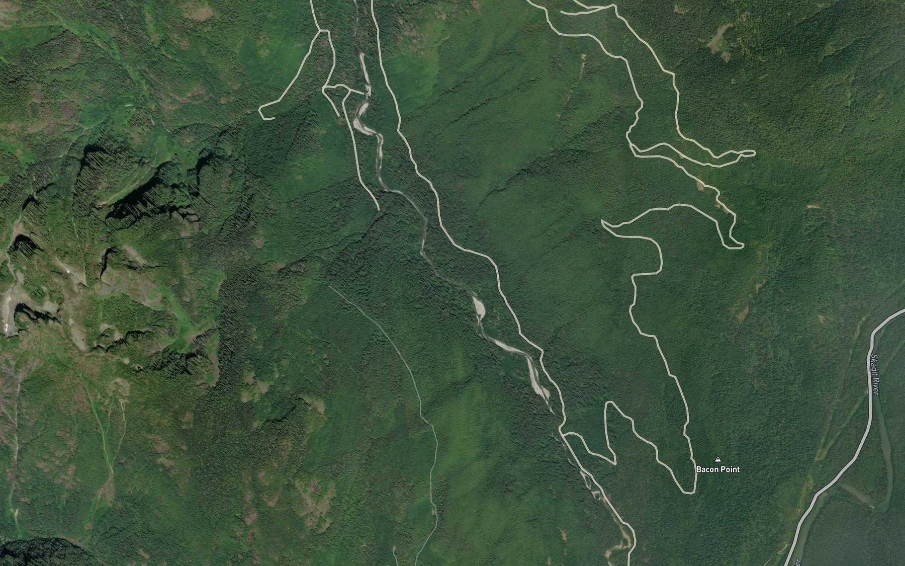 Satellite map of the Oakes Creek