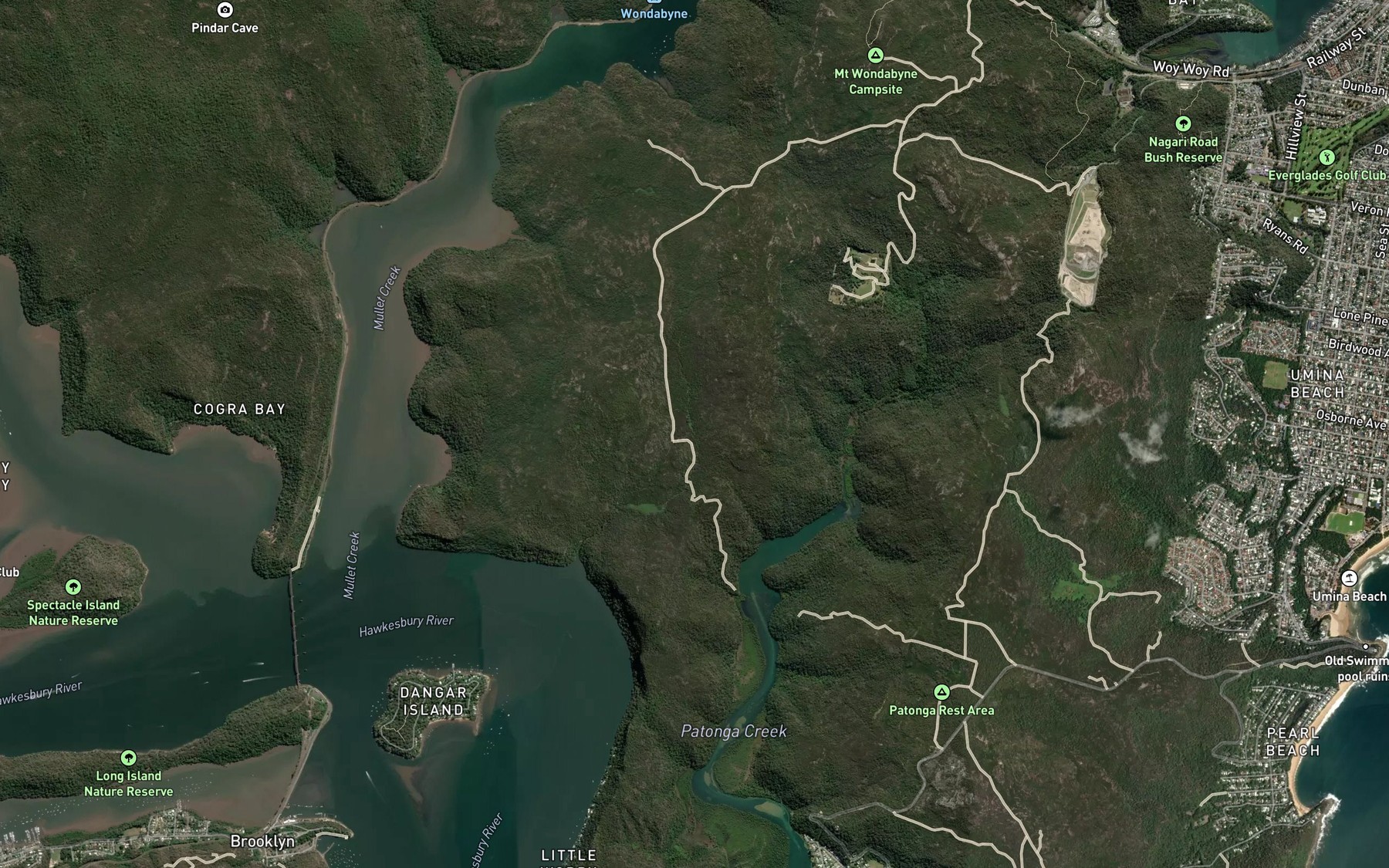 Satellite map of the Tank Creek
