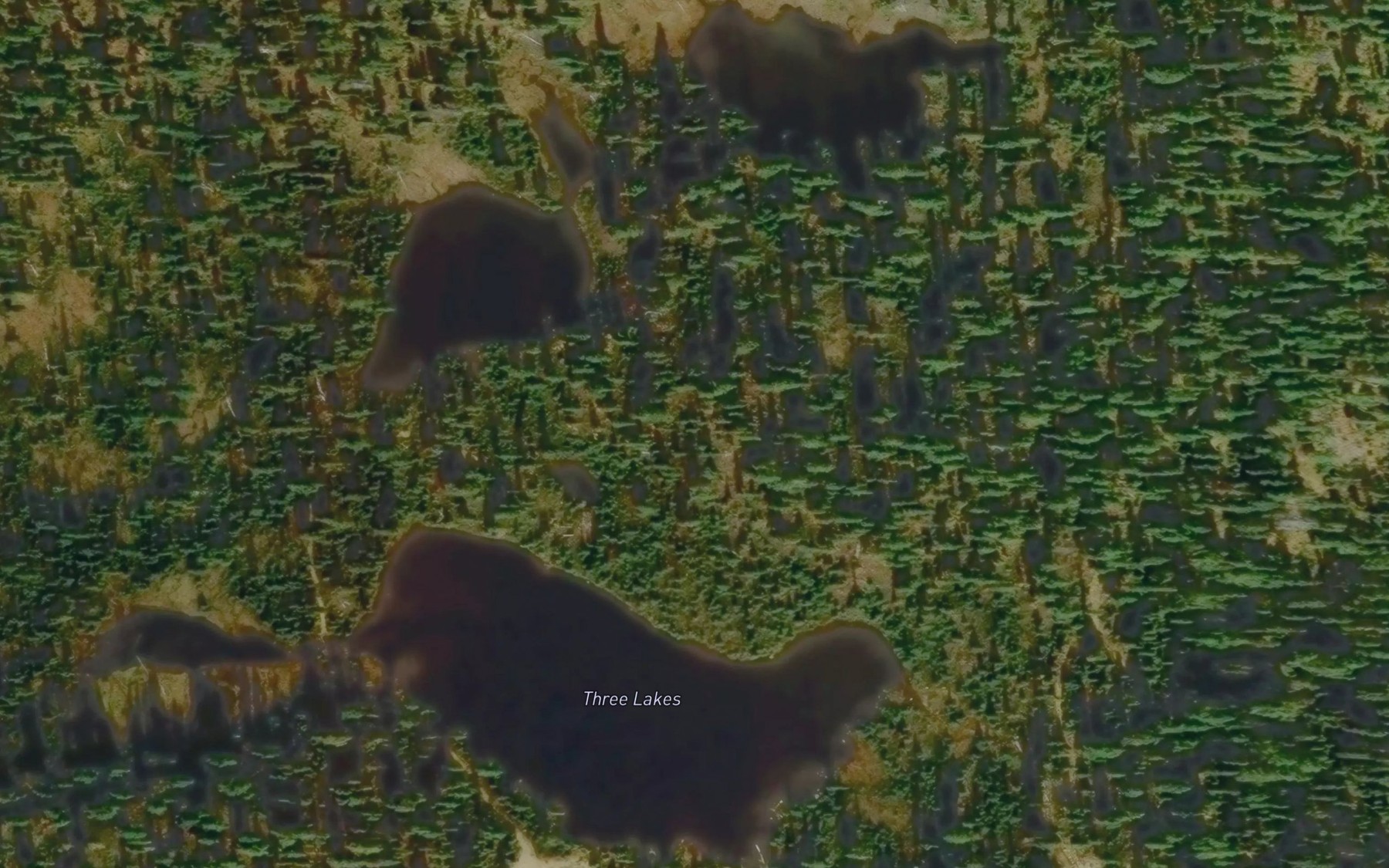 Satellite map of the Three Lakes