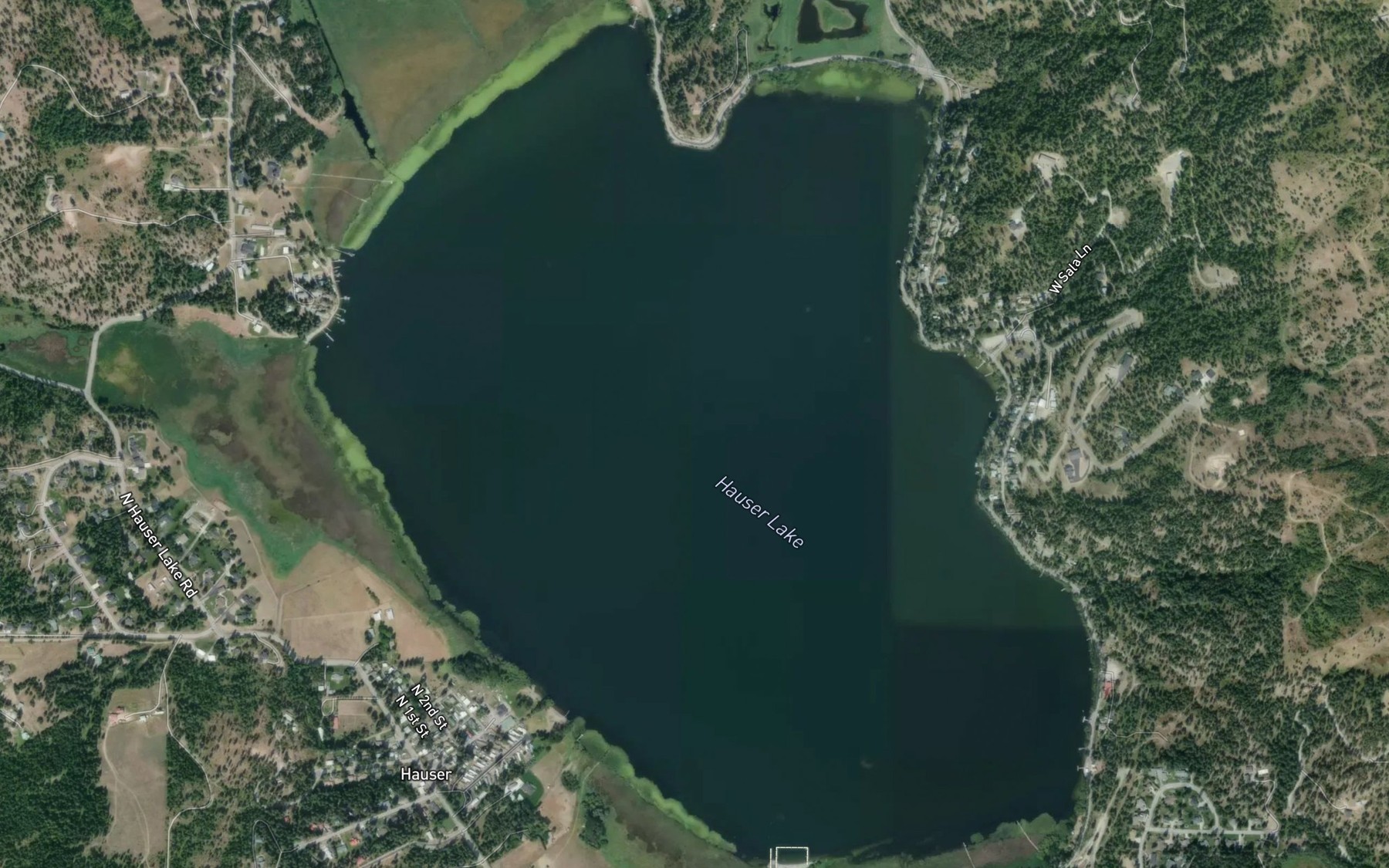 Satellite map of the Hauser Lake