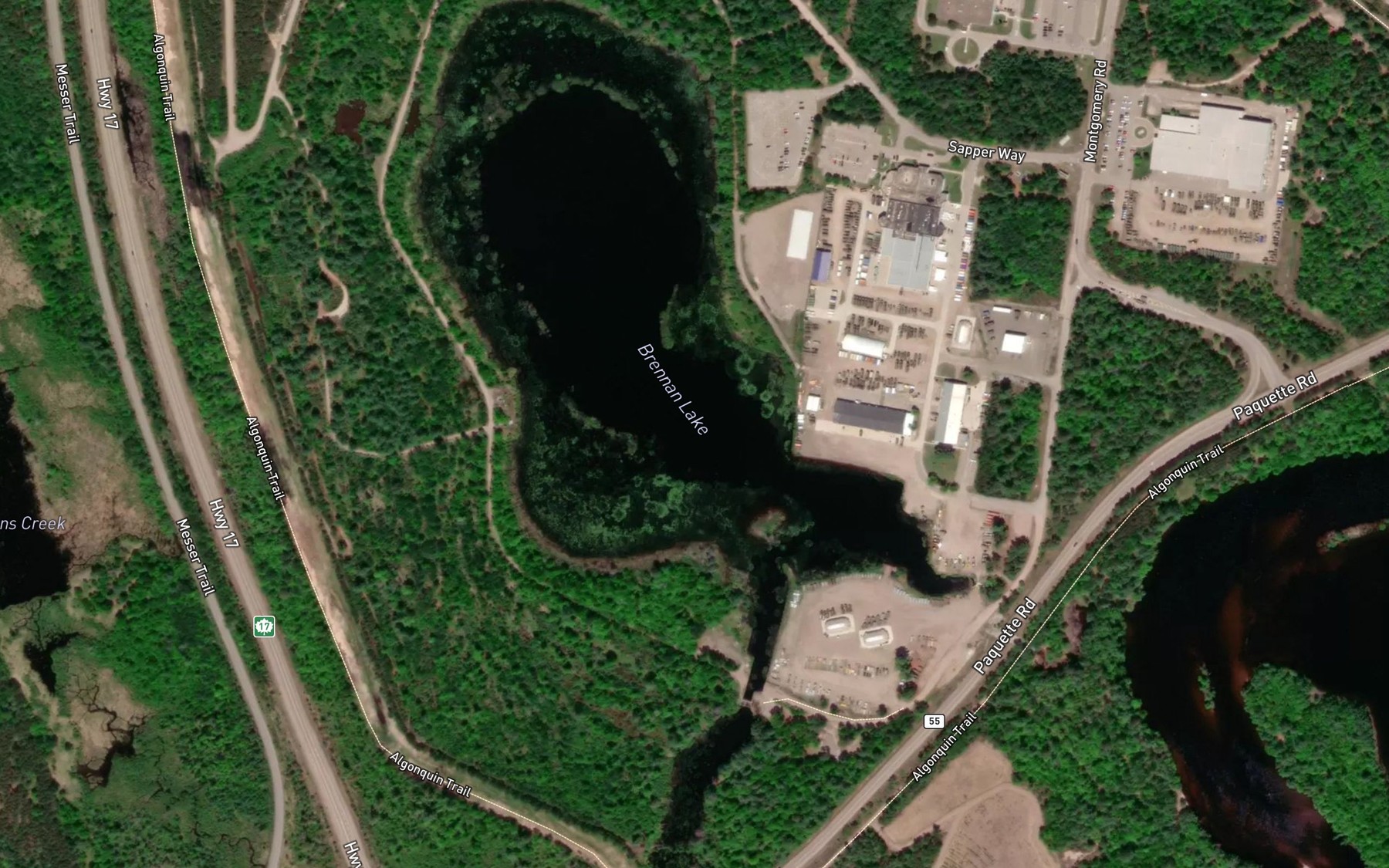 Satellite map of the Brennan Lake