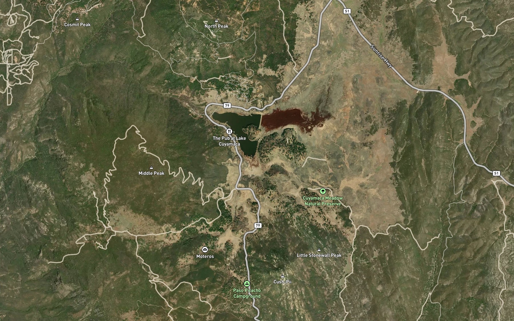 Satellite map of the Little Stonewall Creek