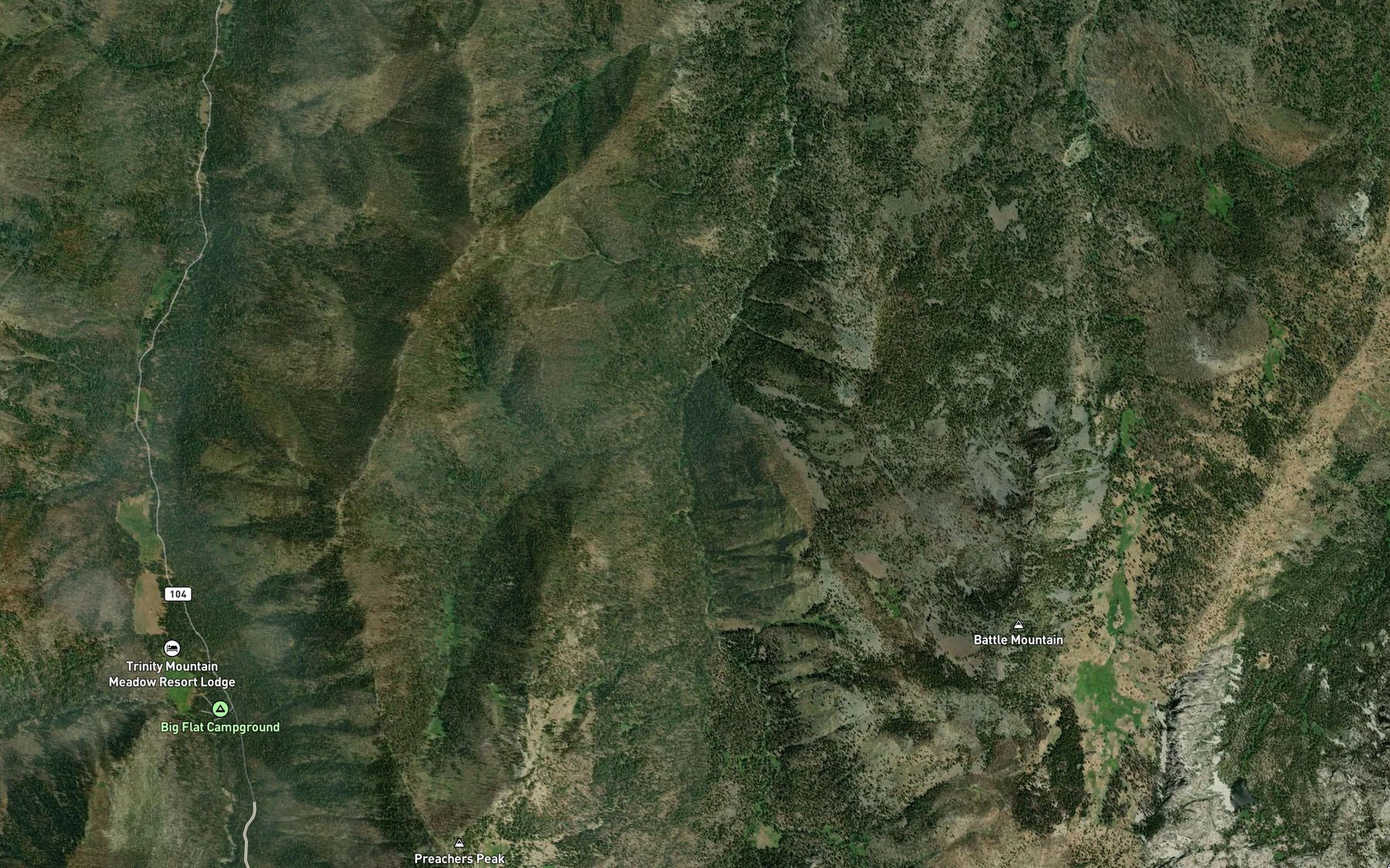 Satellite map of the Pin Creek