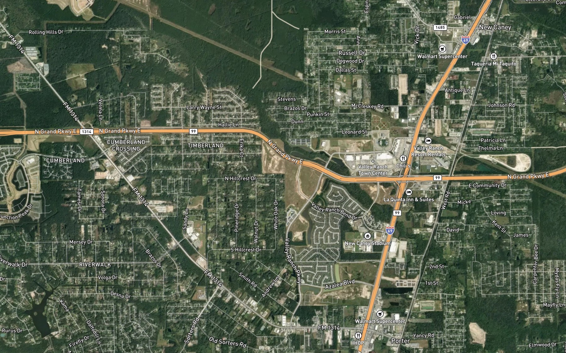 Satellite map of the Edna Pond