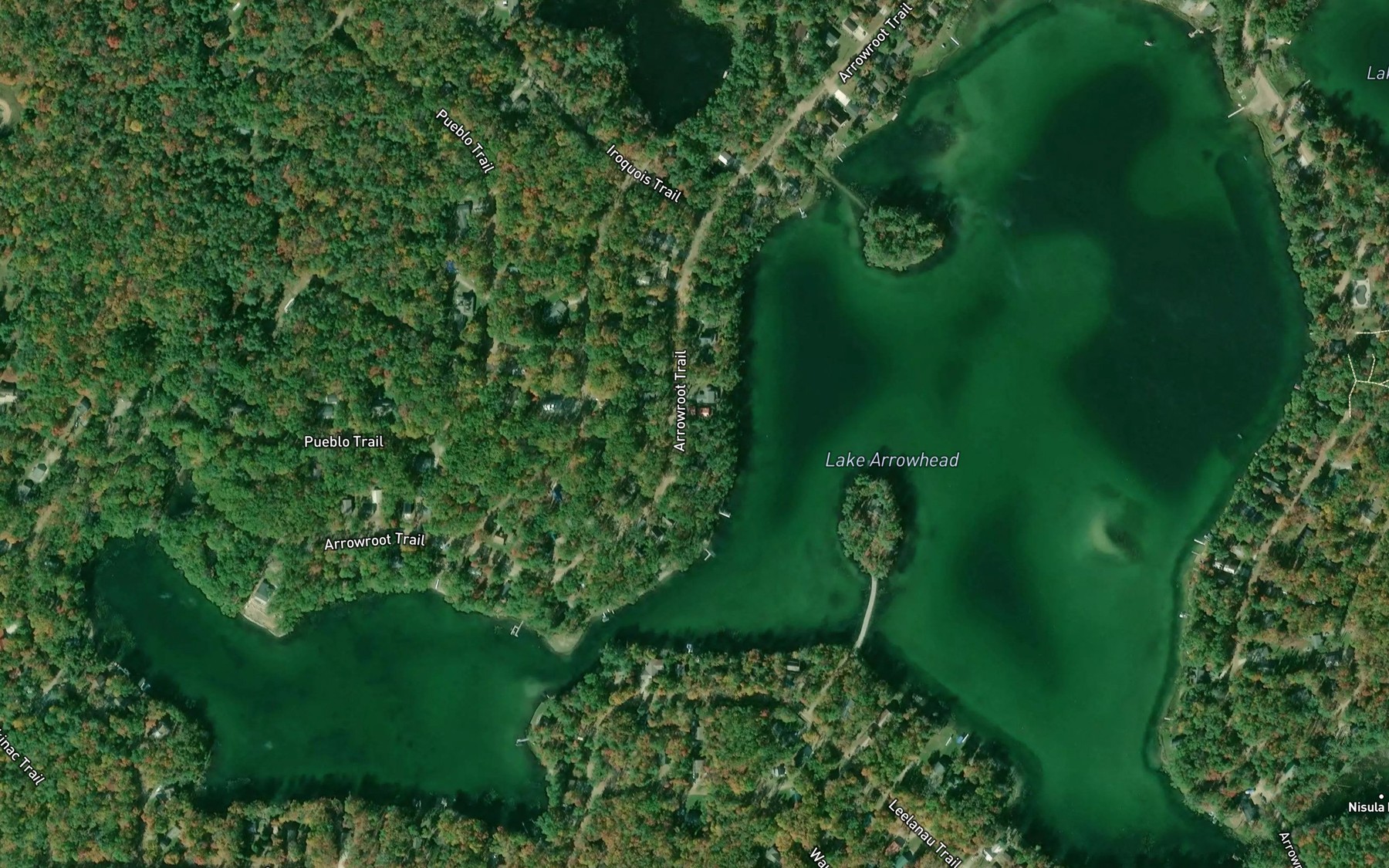 Satellite map of the Lake Arrowhead