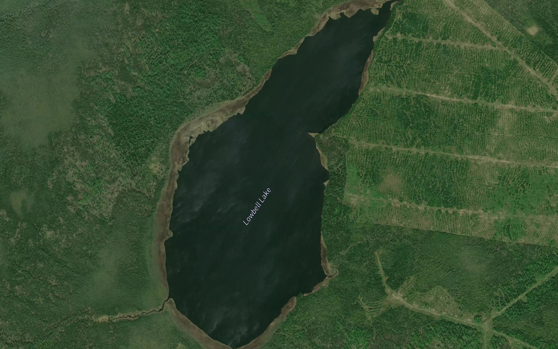 Satellite map of the Lowbell Lake