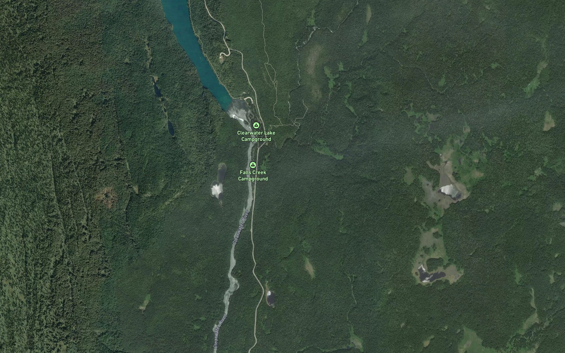 Satellite map of the Falls Creek
