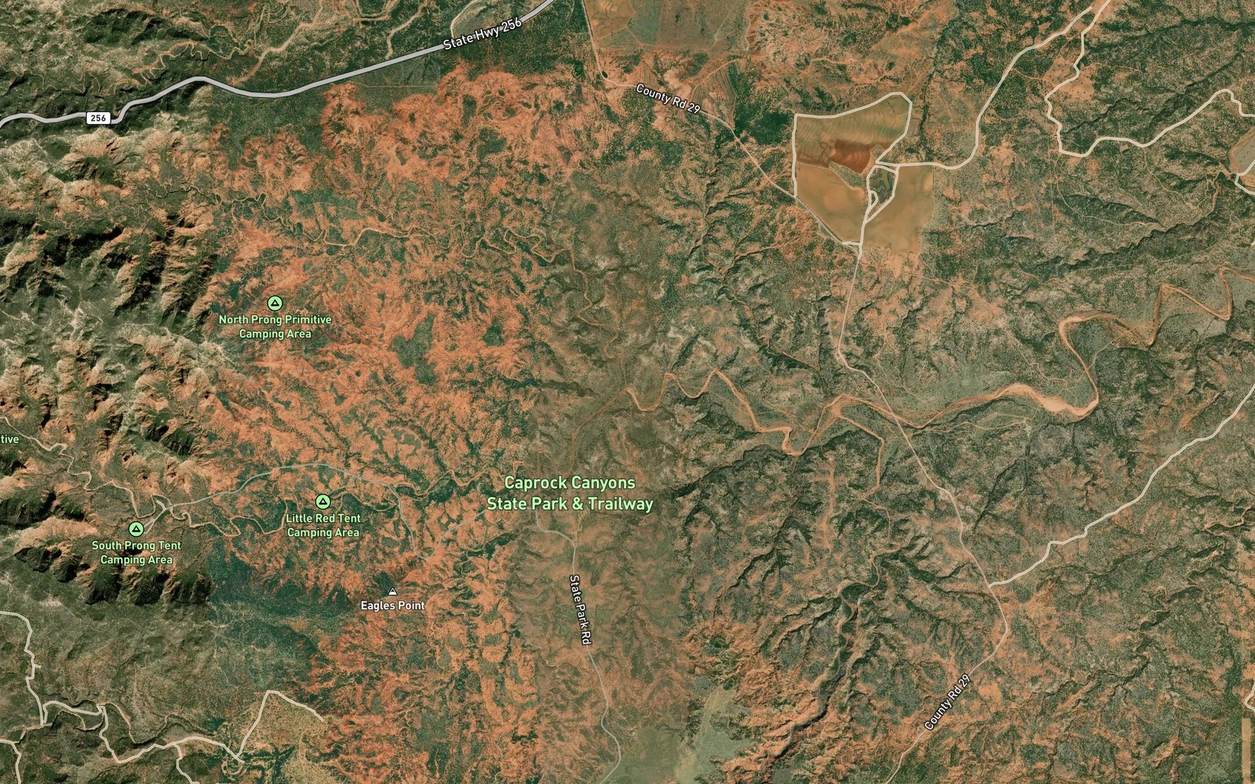 Satellite map of the South Prong Little Red River