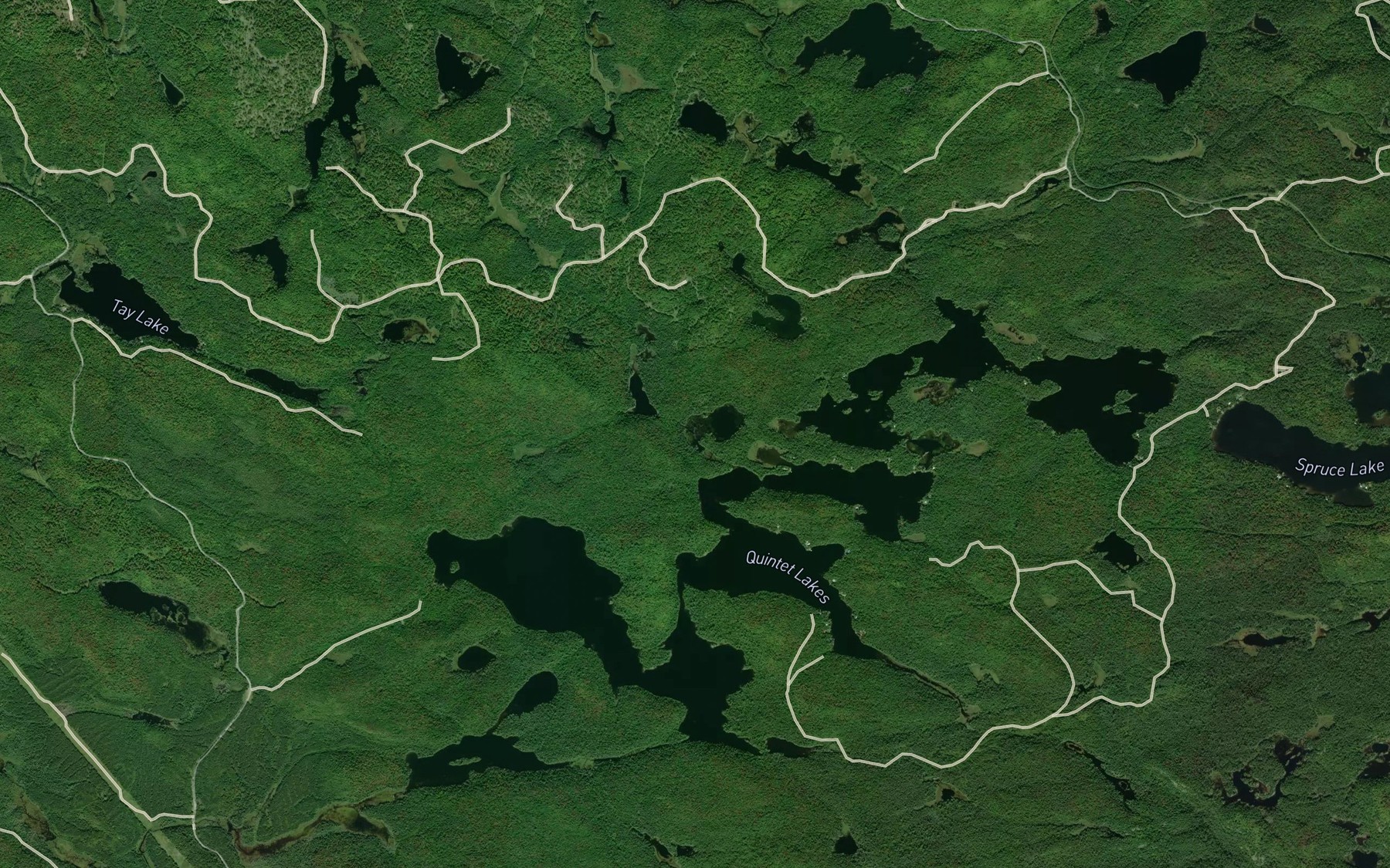 Satellite map of the Quintet Lakes