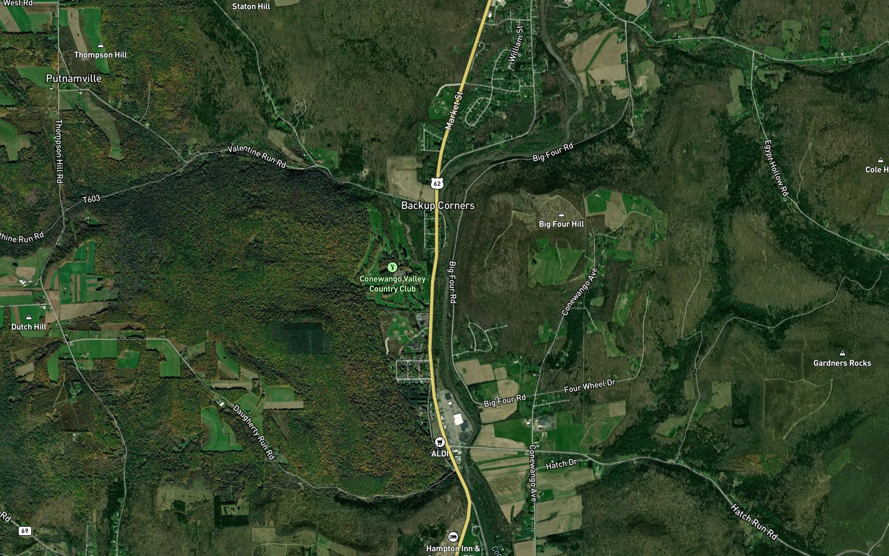 Satellite map of the Rhine Run