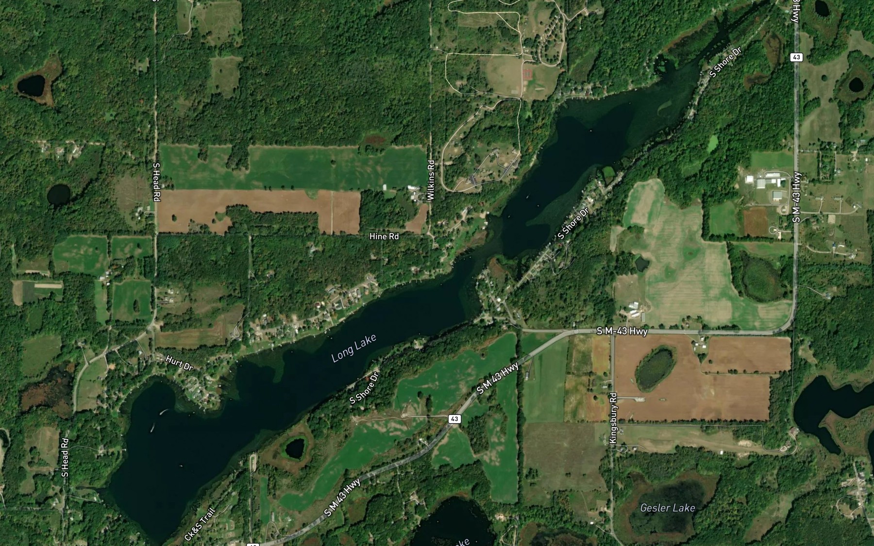 Satellite map of the Long Lake