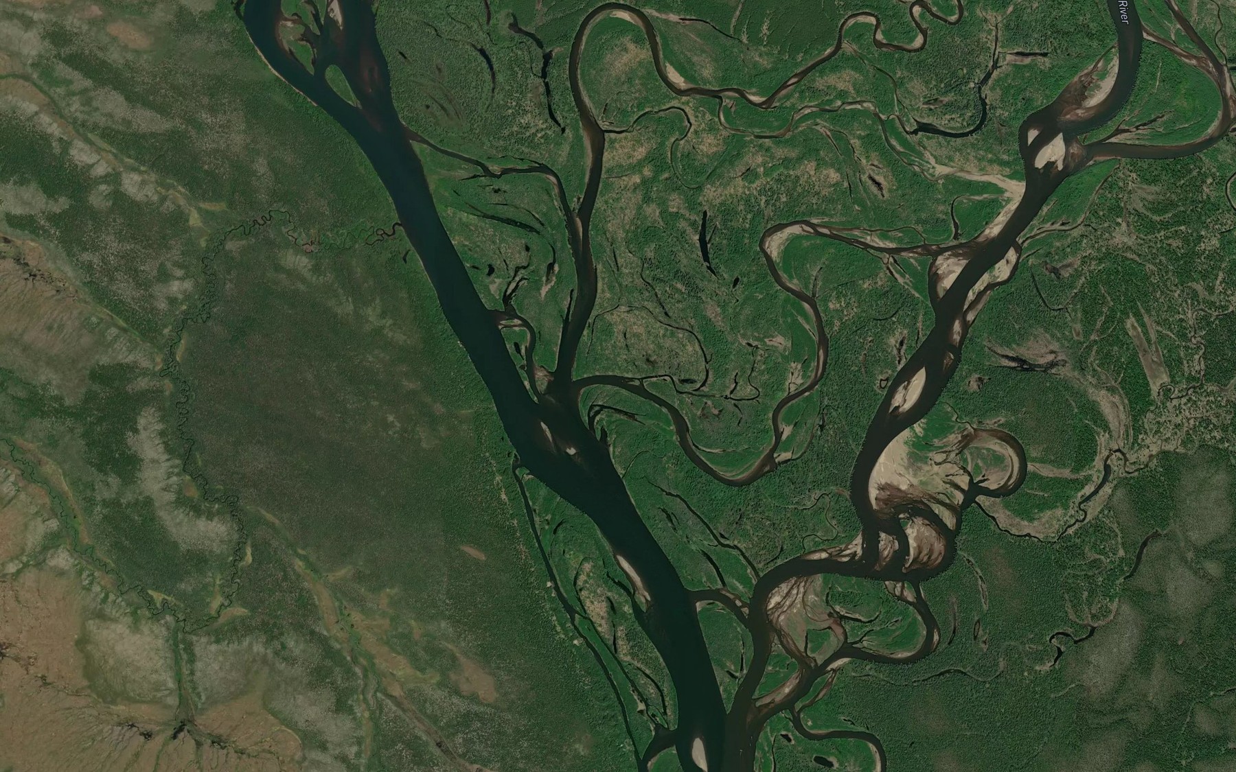 Satellite map of the Mulchatna River
