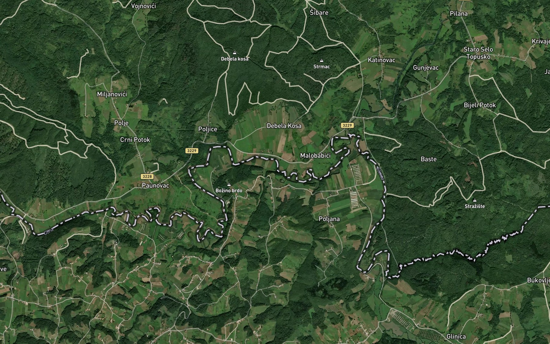 Satellite map of the Drenovacki Potok