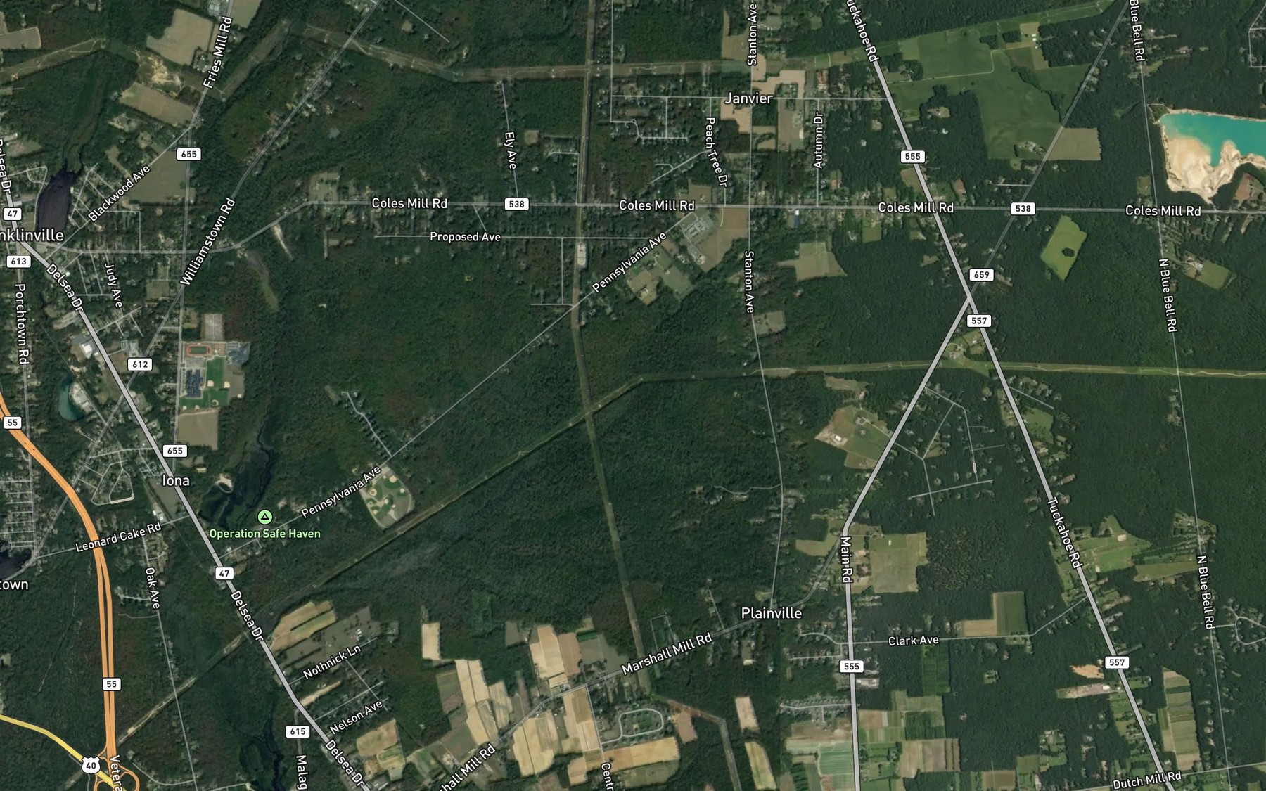 Satellite map of the Middle Branch Indian Branch