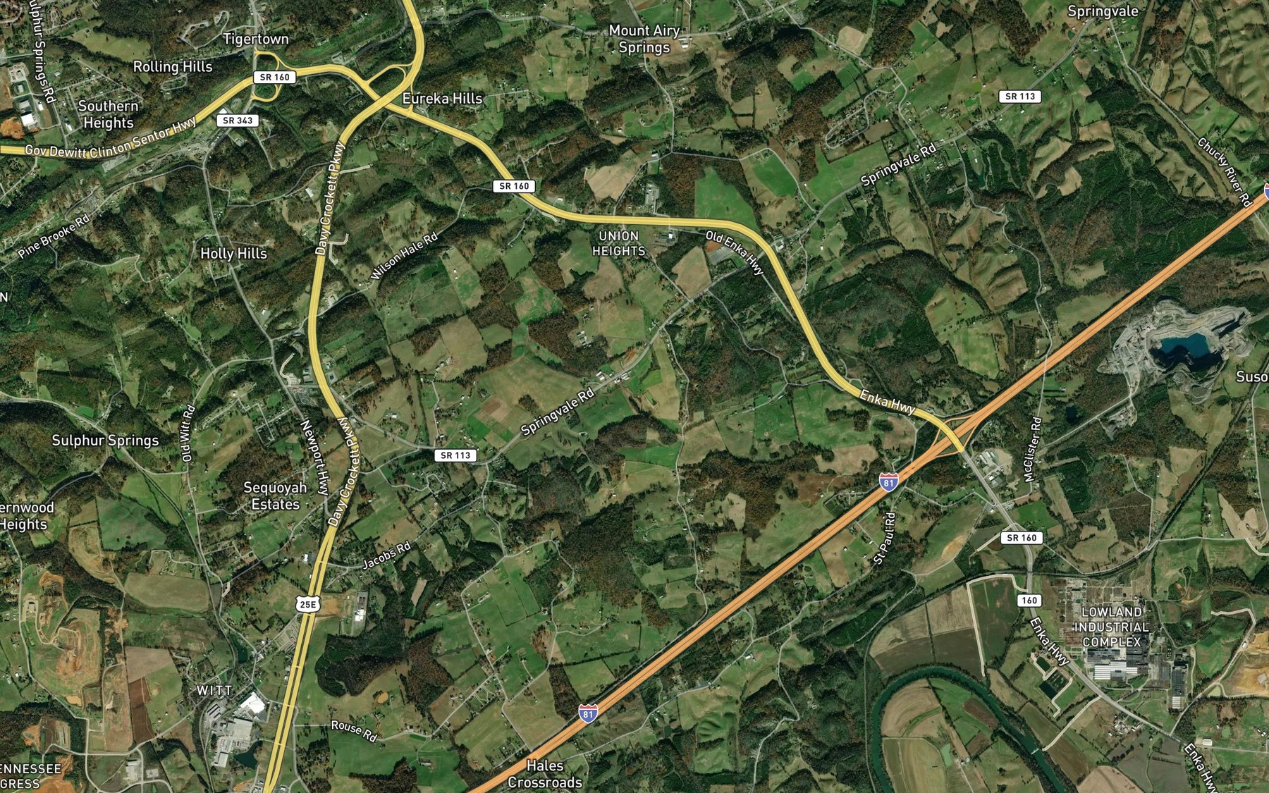Satellite map of the Willow Creek