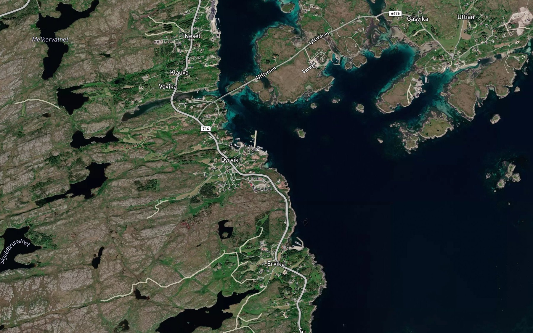 Satellite map of the Akervika