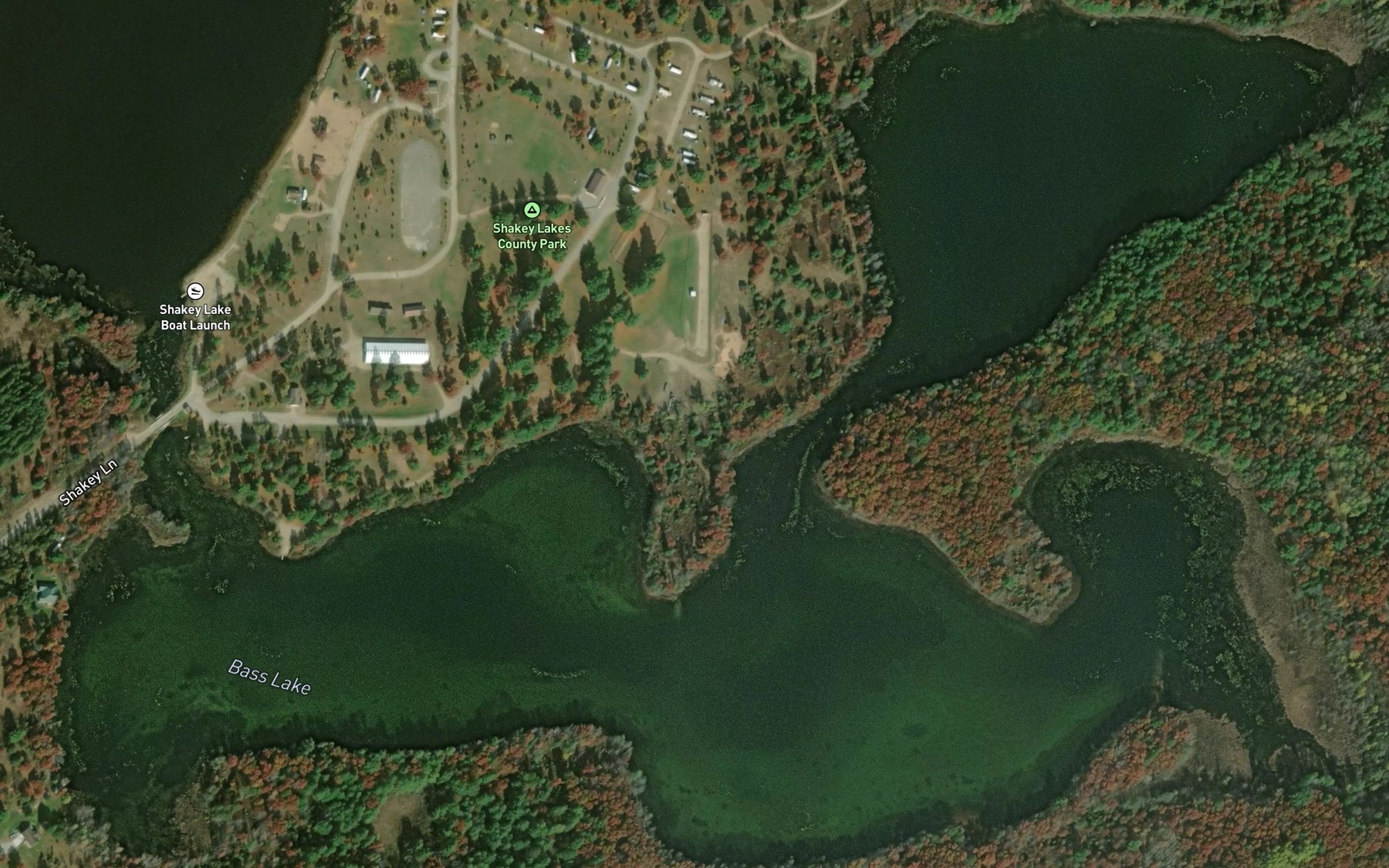 Satellite map of the Bass Lake