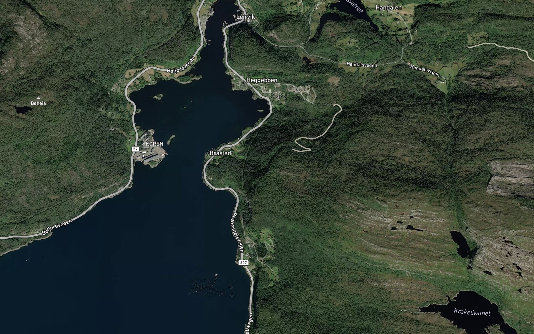 Satellite map of the Brastadfossen