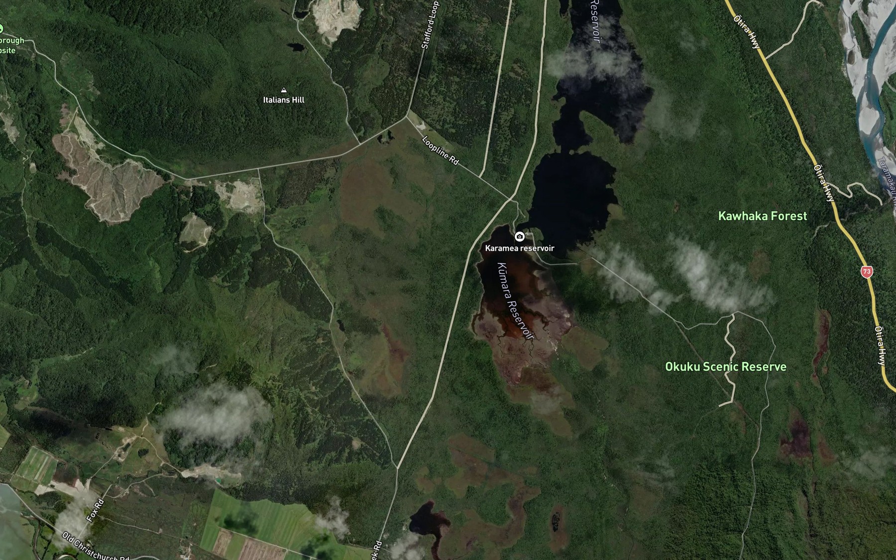 Satellite map of the Kumara Reservoir