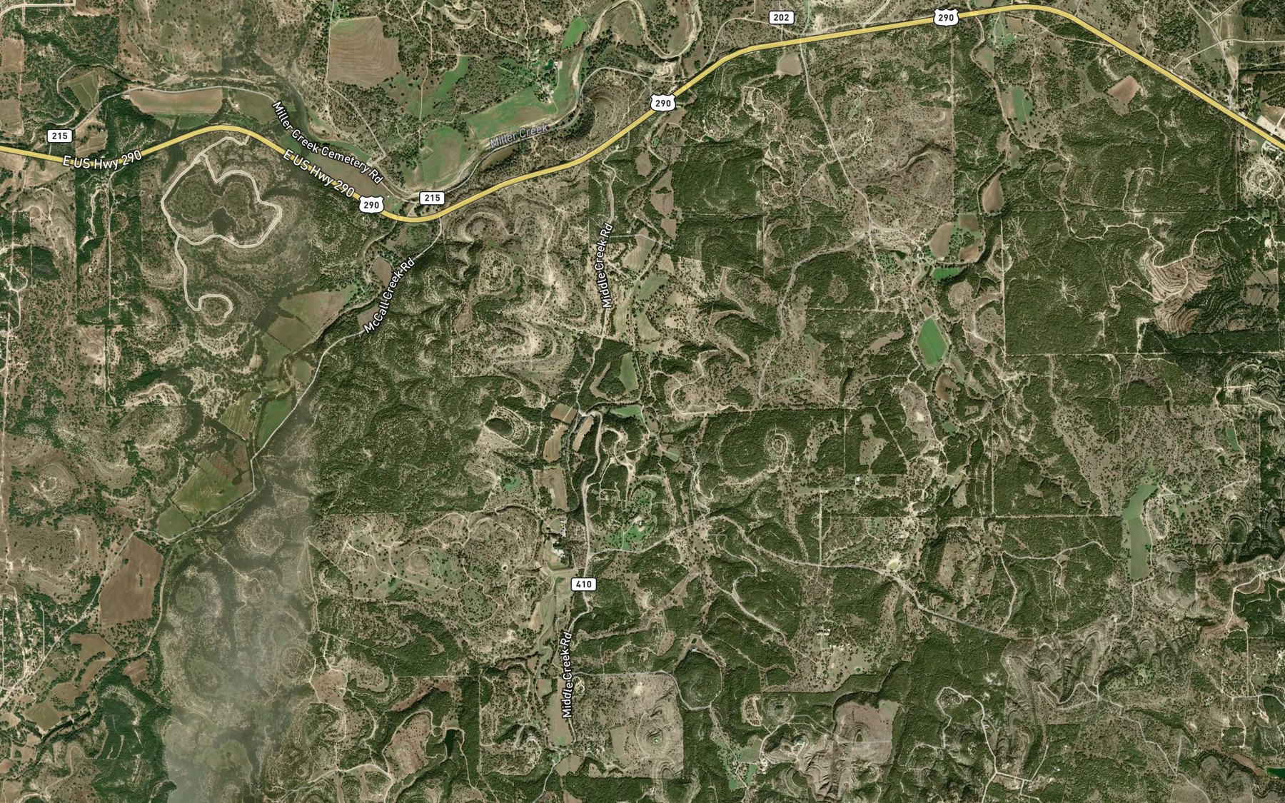 Satellite map of the Bates Creek