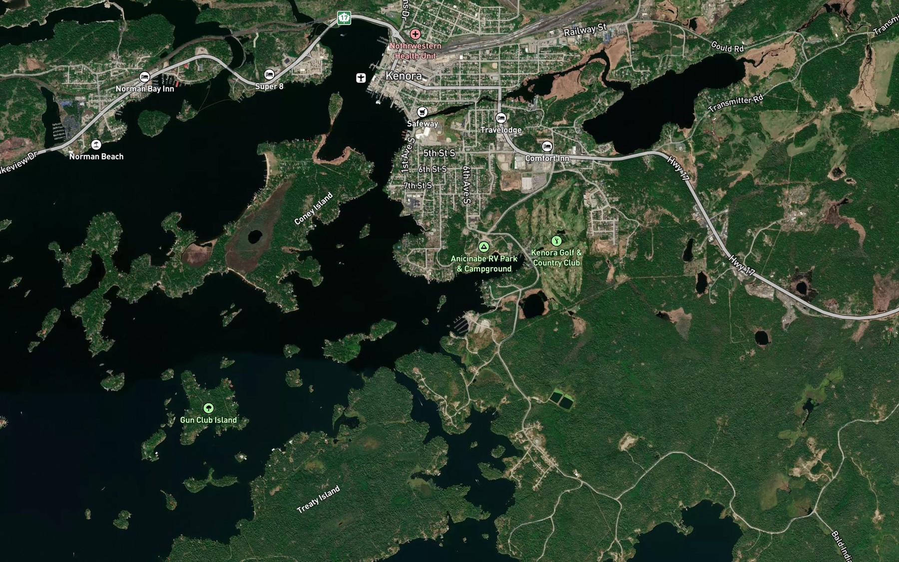 Satellite map of the Golf Course Bay