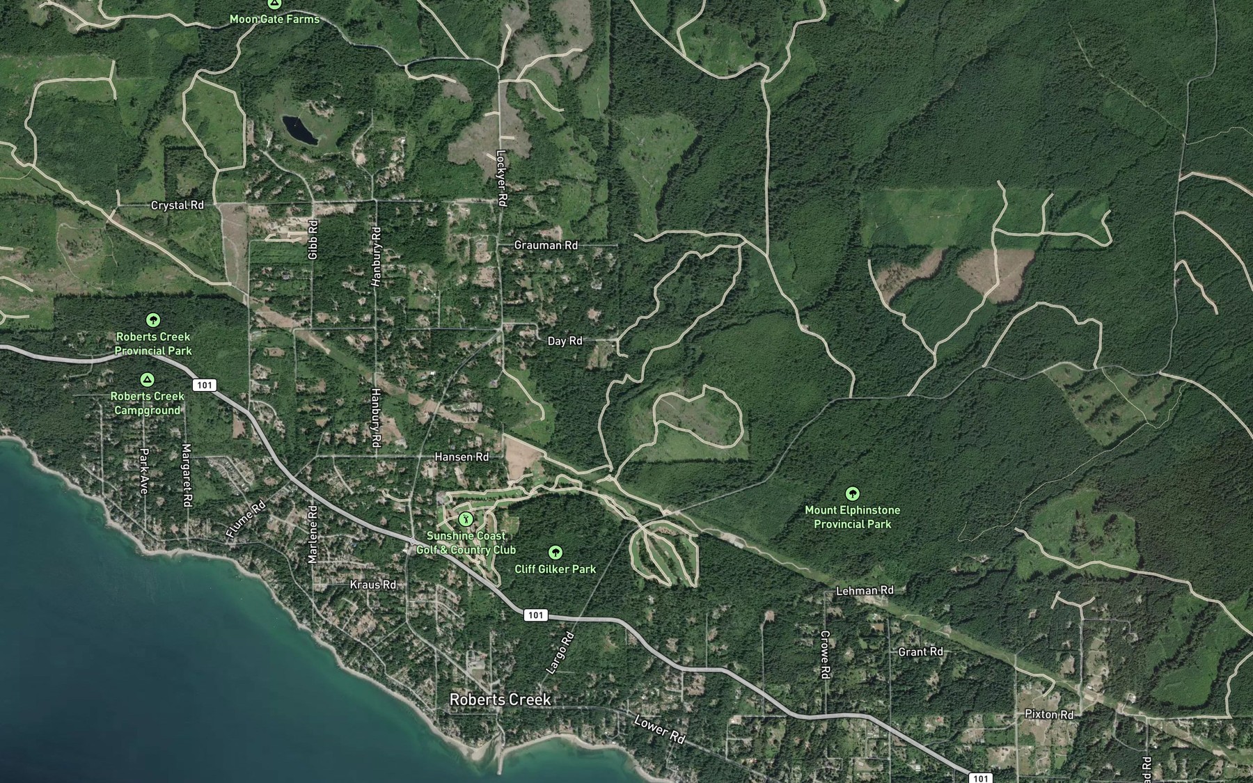 Satellite map of the Gough Creek