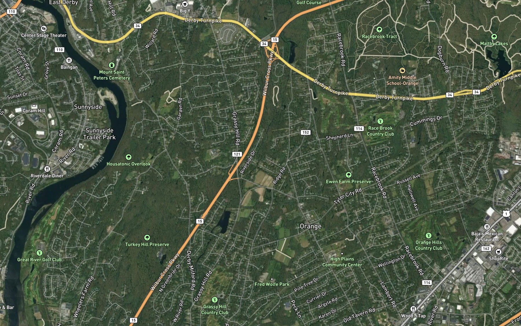 Satellite map of the Race Brook