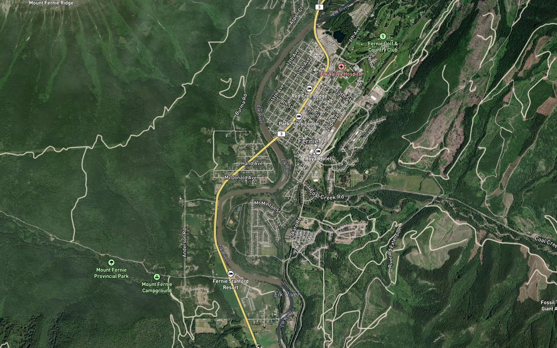 Satellite map of the Brewery Creek