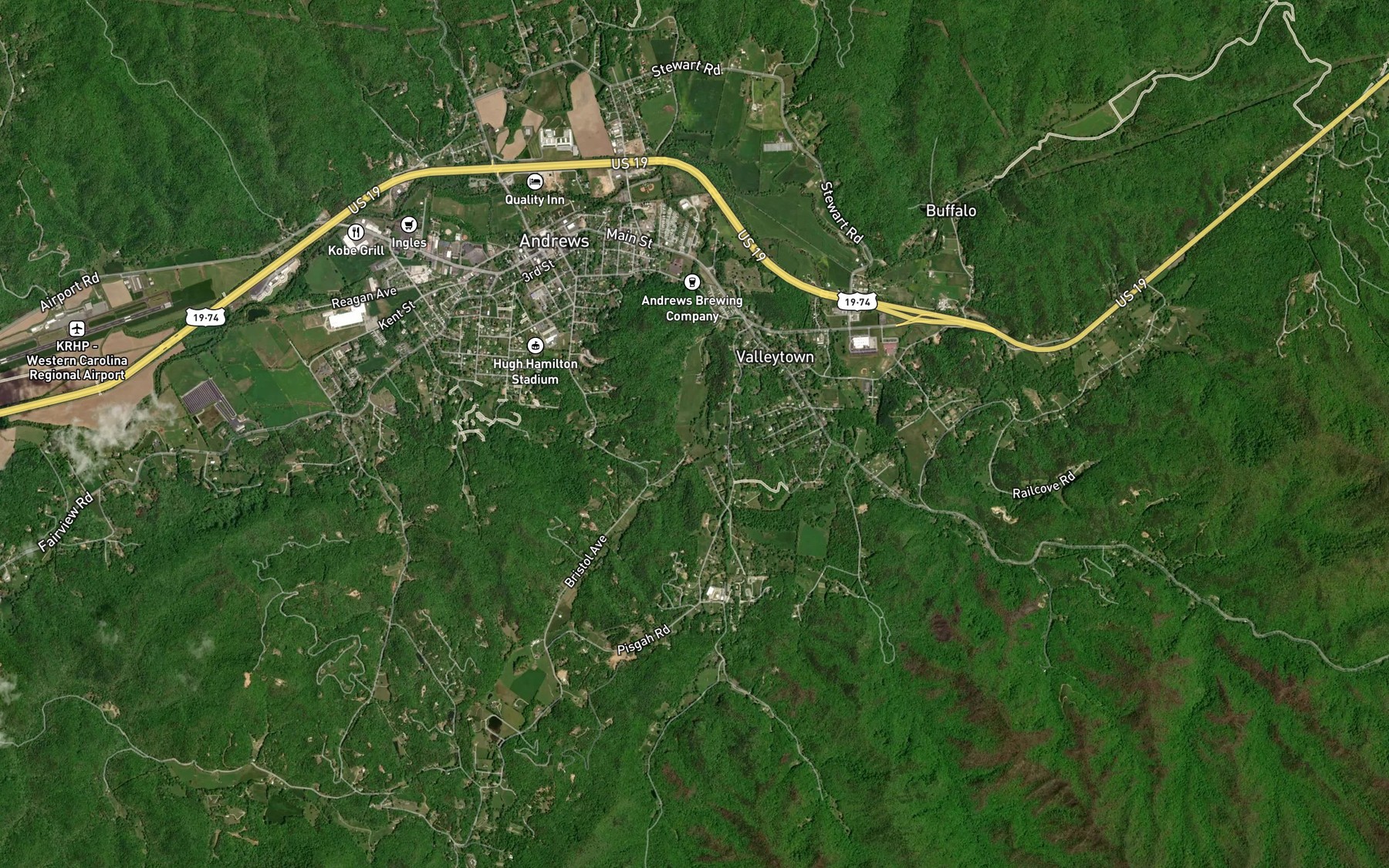 Satellite map of the Phillips Creek