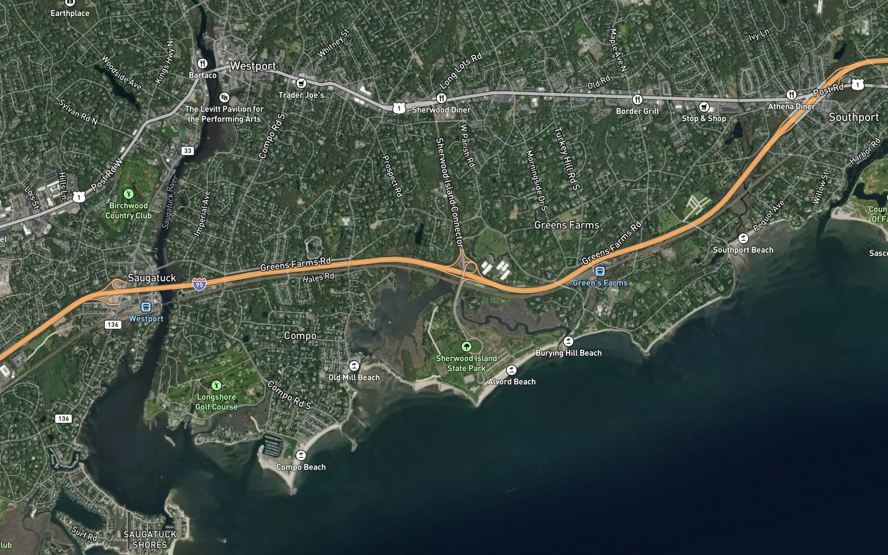 Satellite map of the Muddy Brook