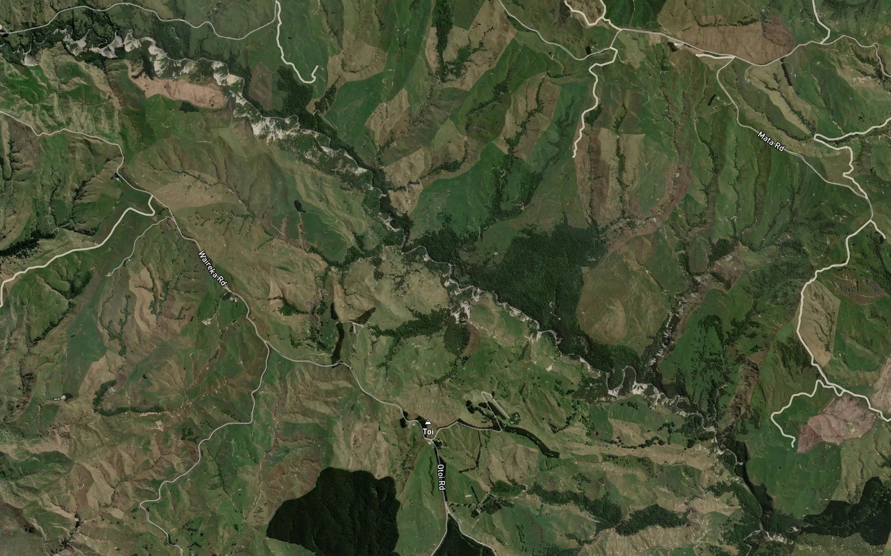 Satellite map of the Mangaone Stream
