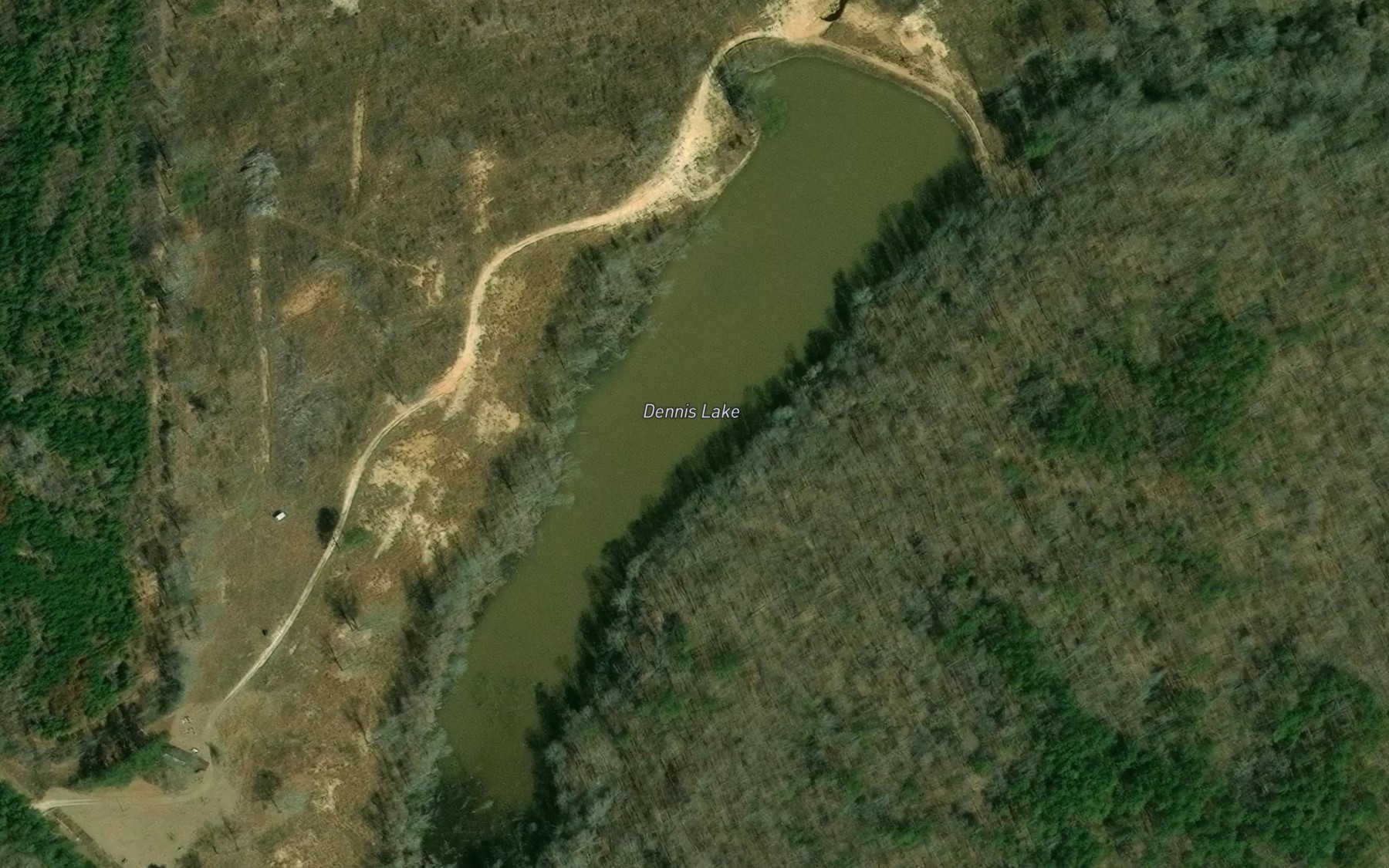 Satellite map of the Dennis Lake