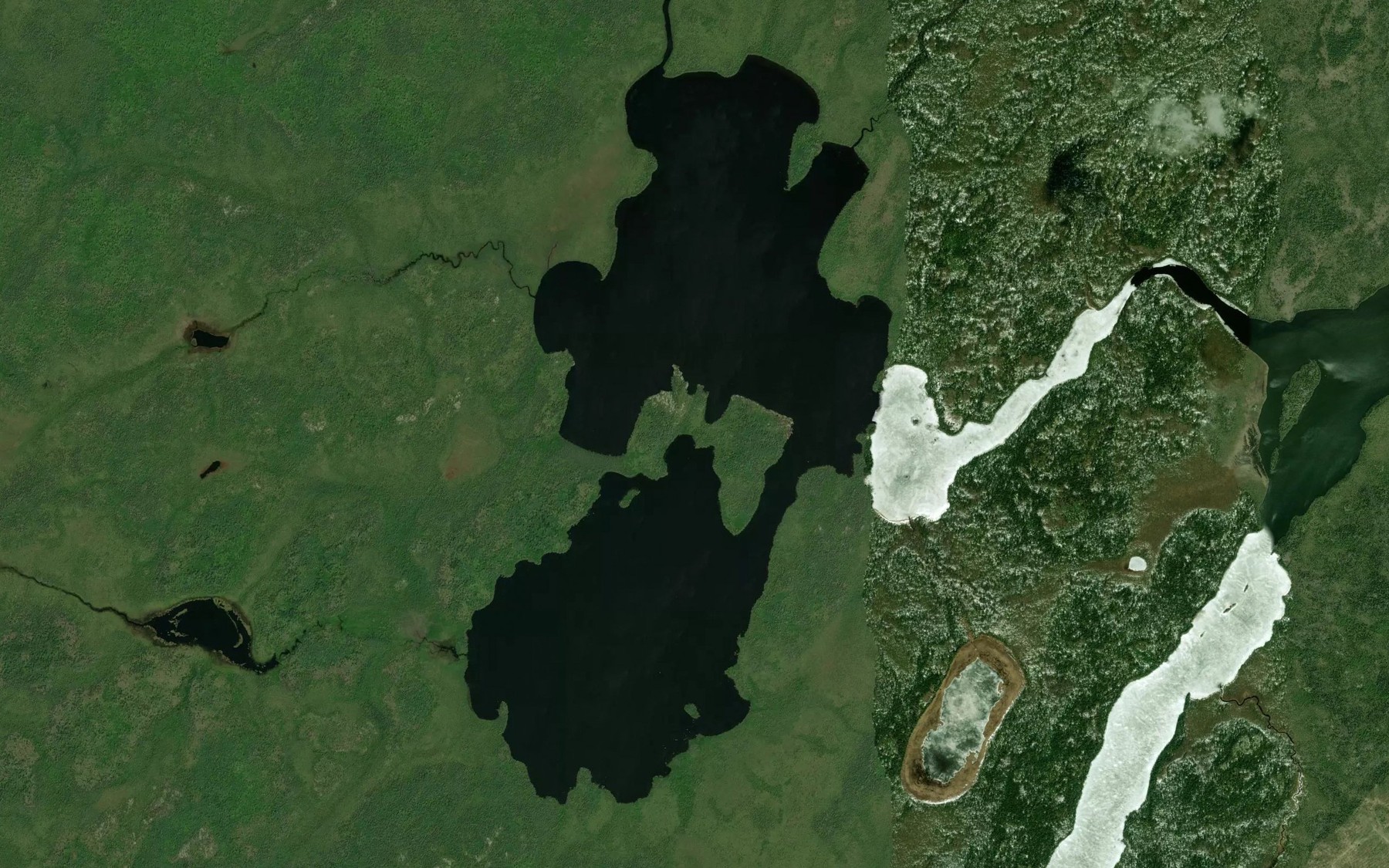 Satellite map of the Brace Lake