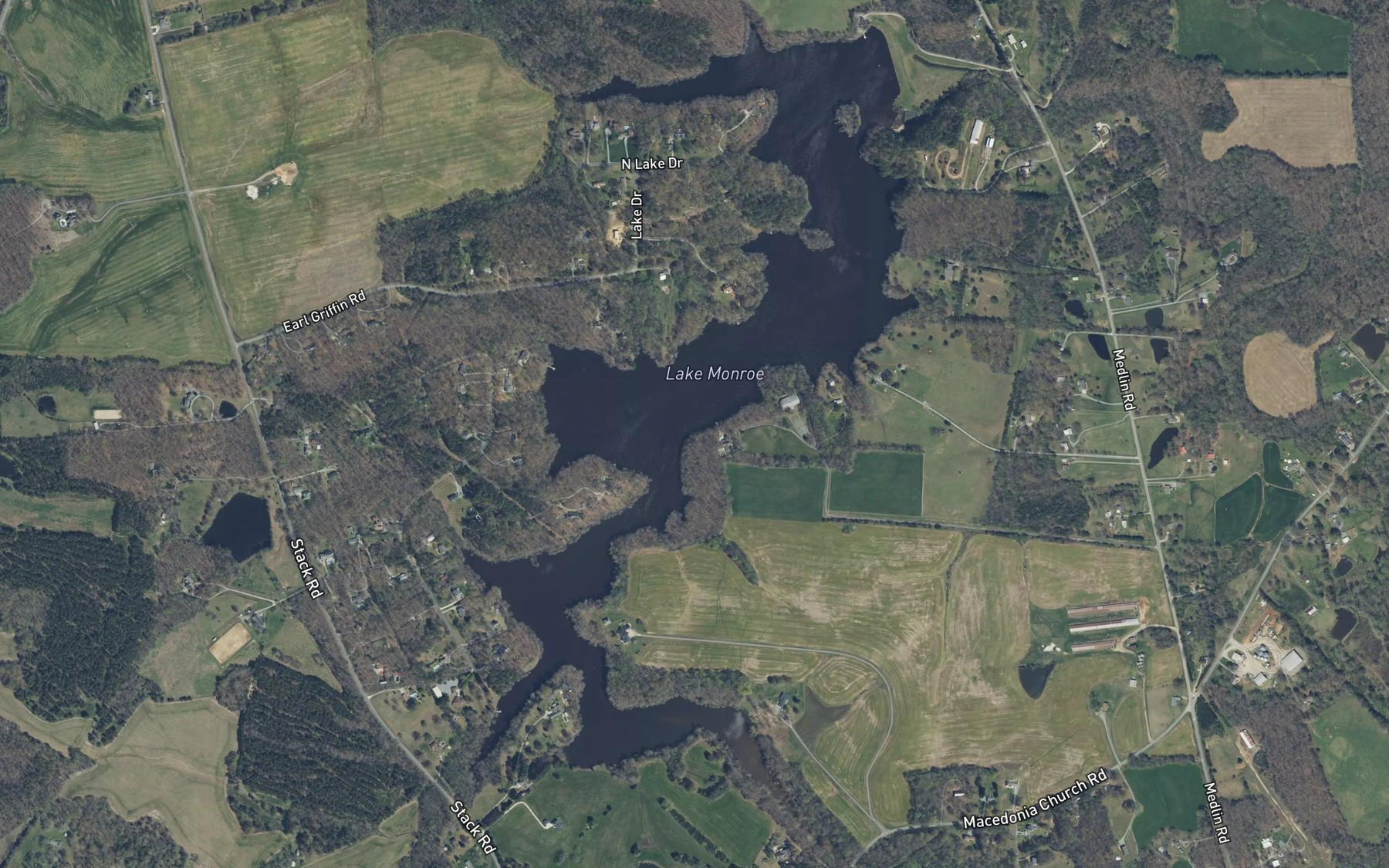 Satellite map of the Lake Monroe