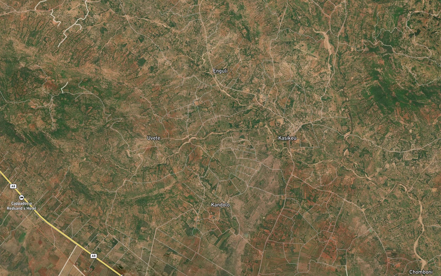 Satellite map of the Muaani Dam