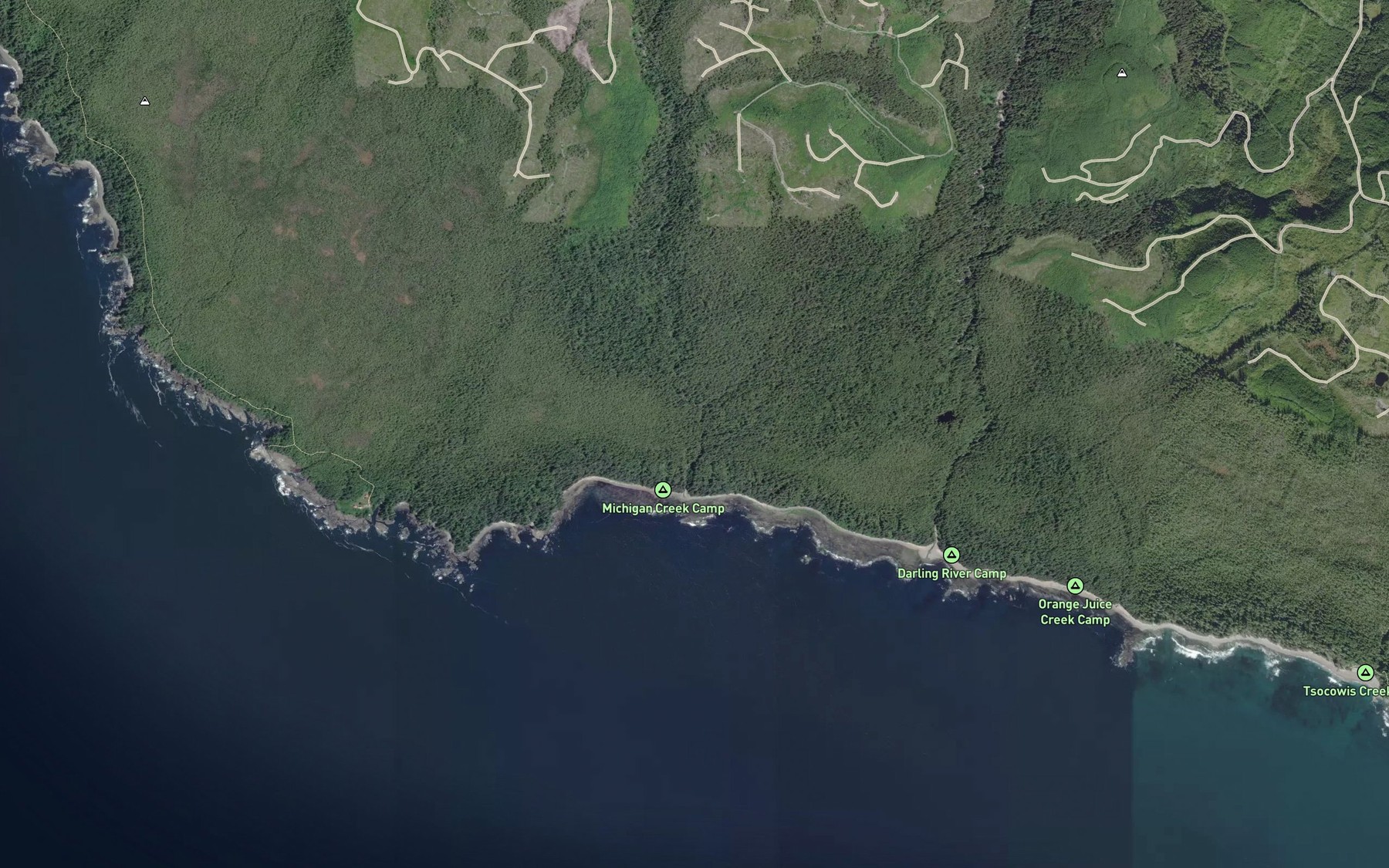 Satellite map of the Michigan Creek