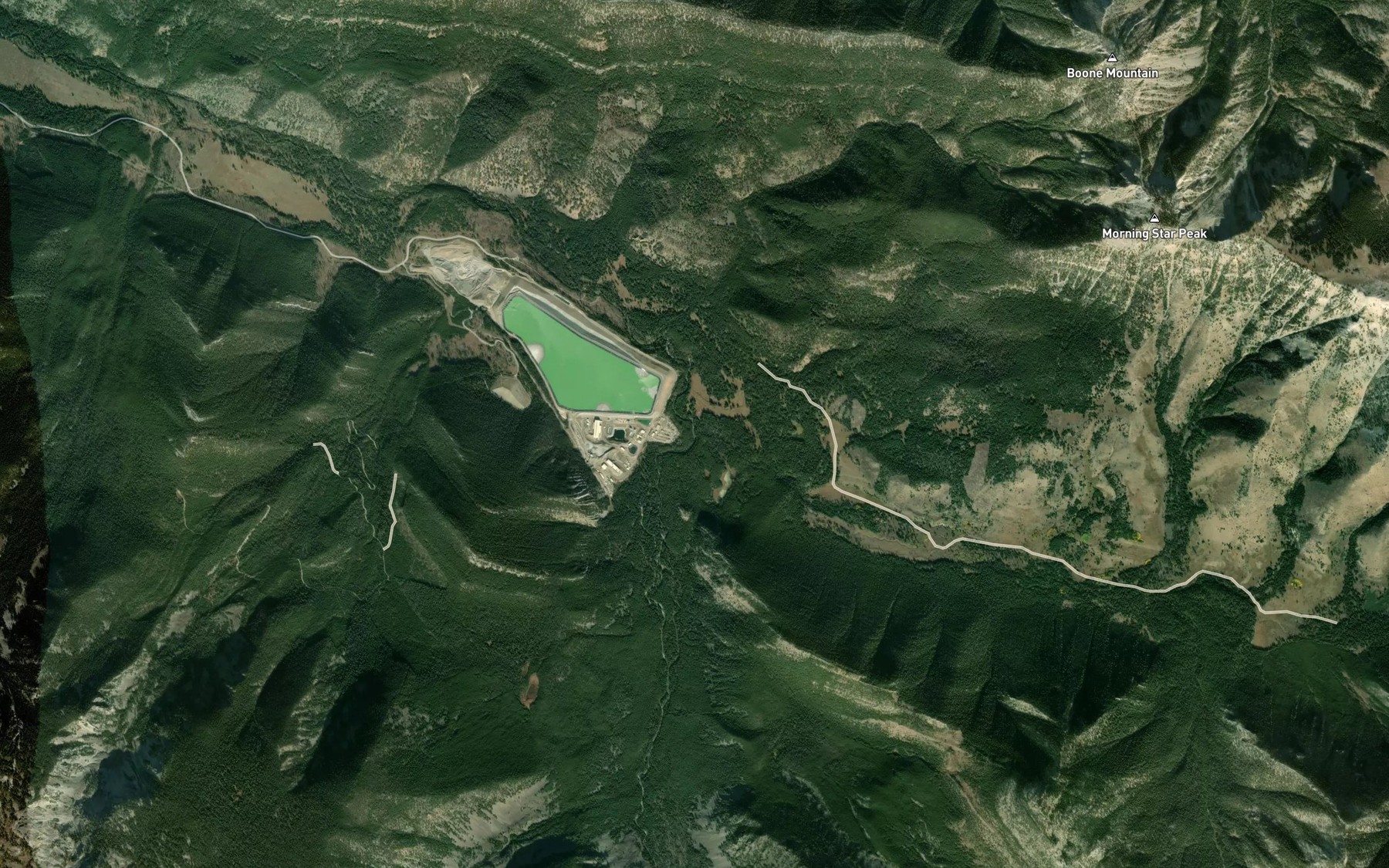 Satellite map of the Dry Fork Creek