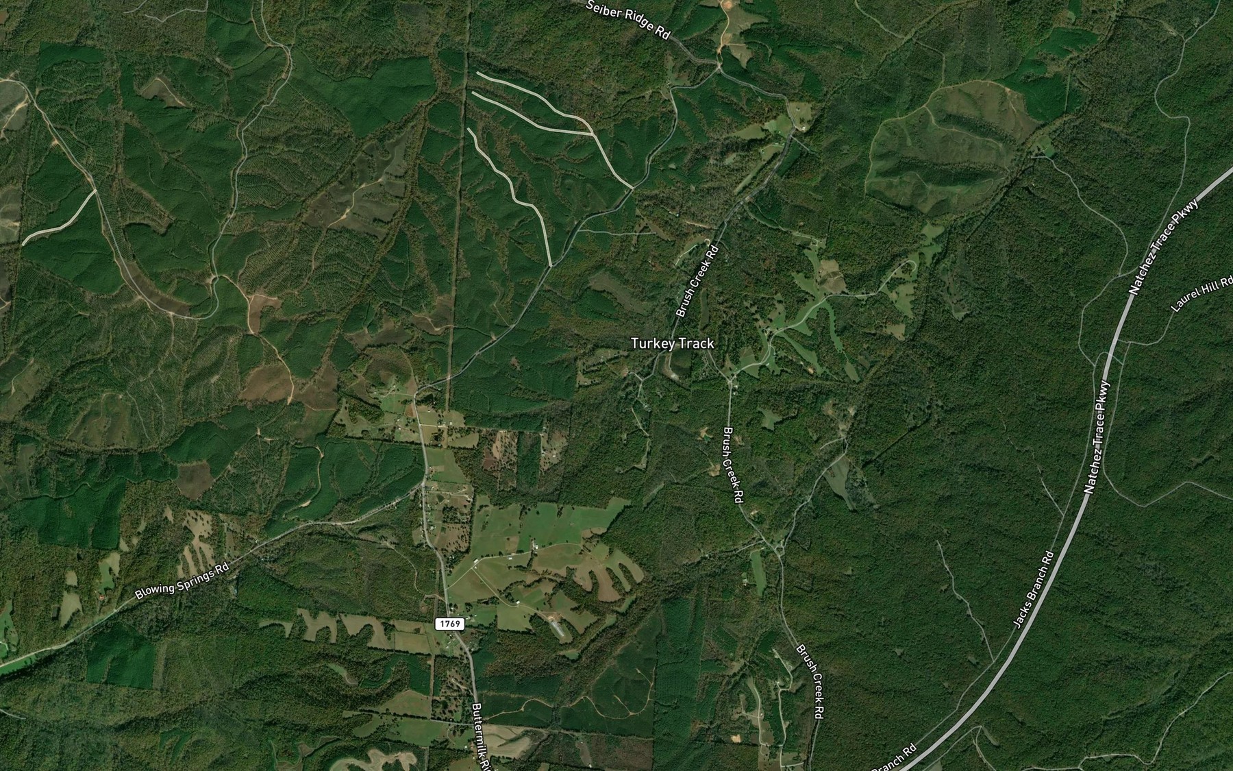 Satellite map of the Red Dirt Branch