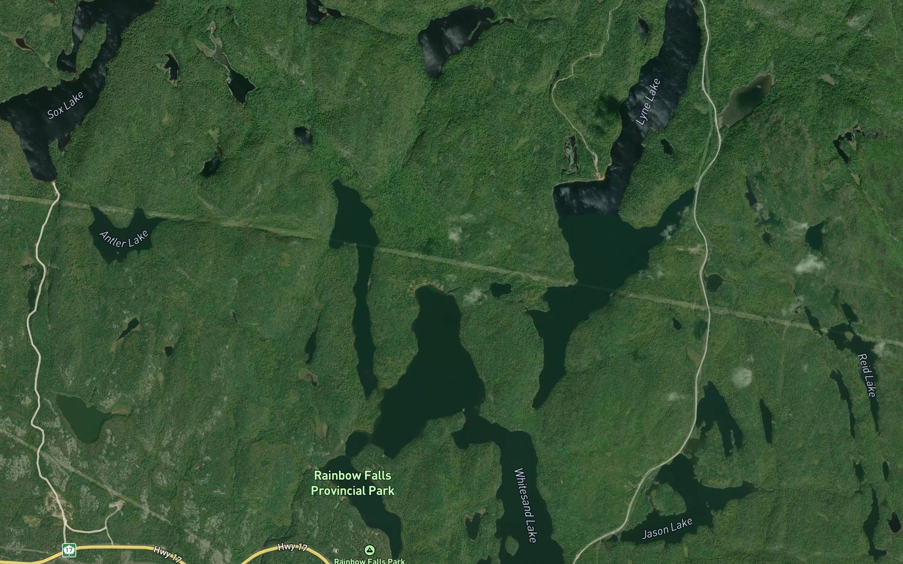 Satellite map of the Whitesand River