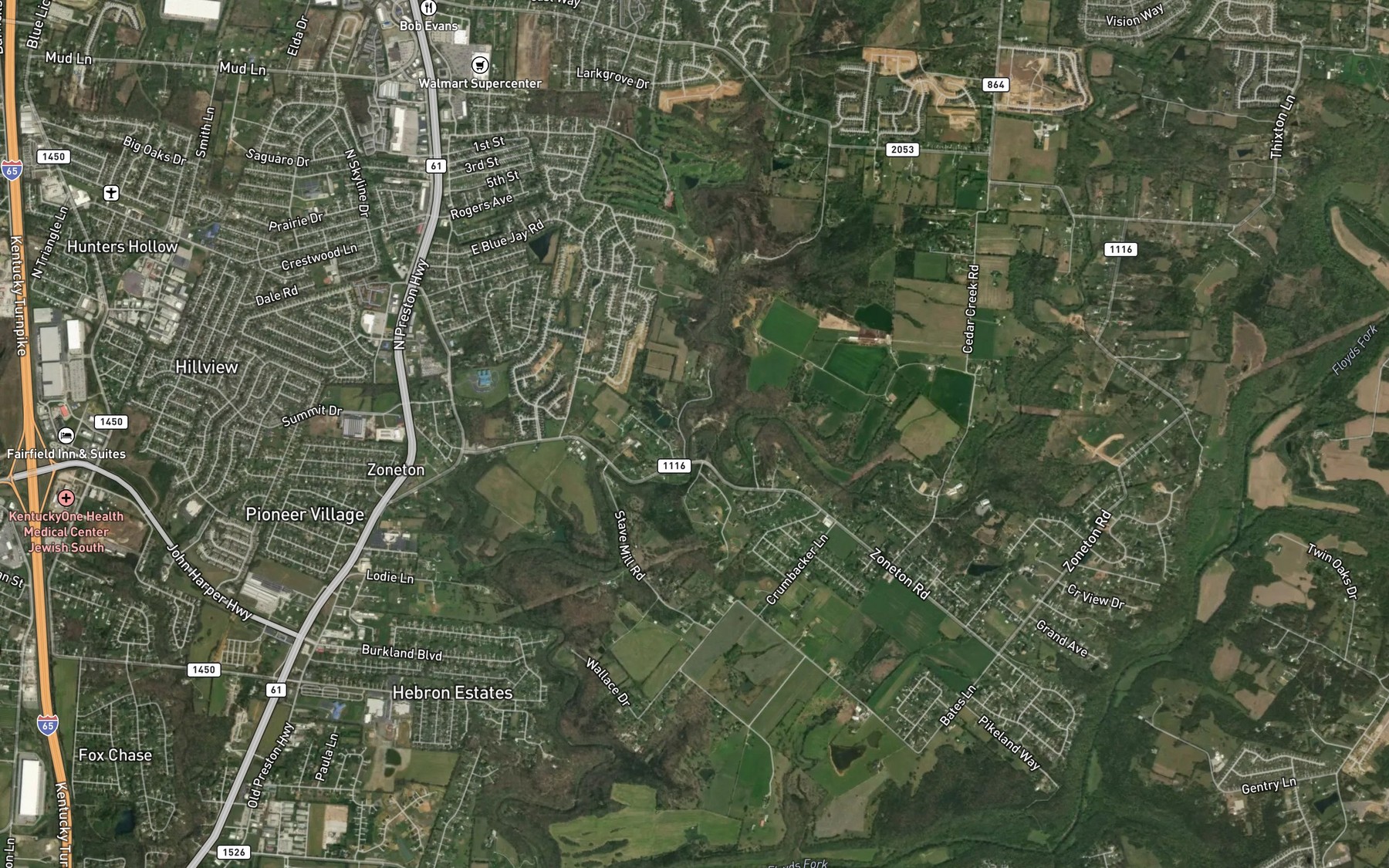 Satellite map of the Pennsylvania Run