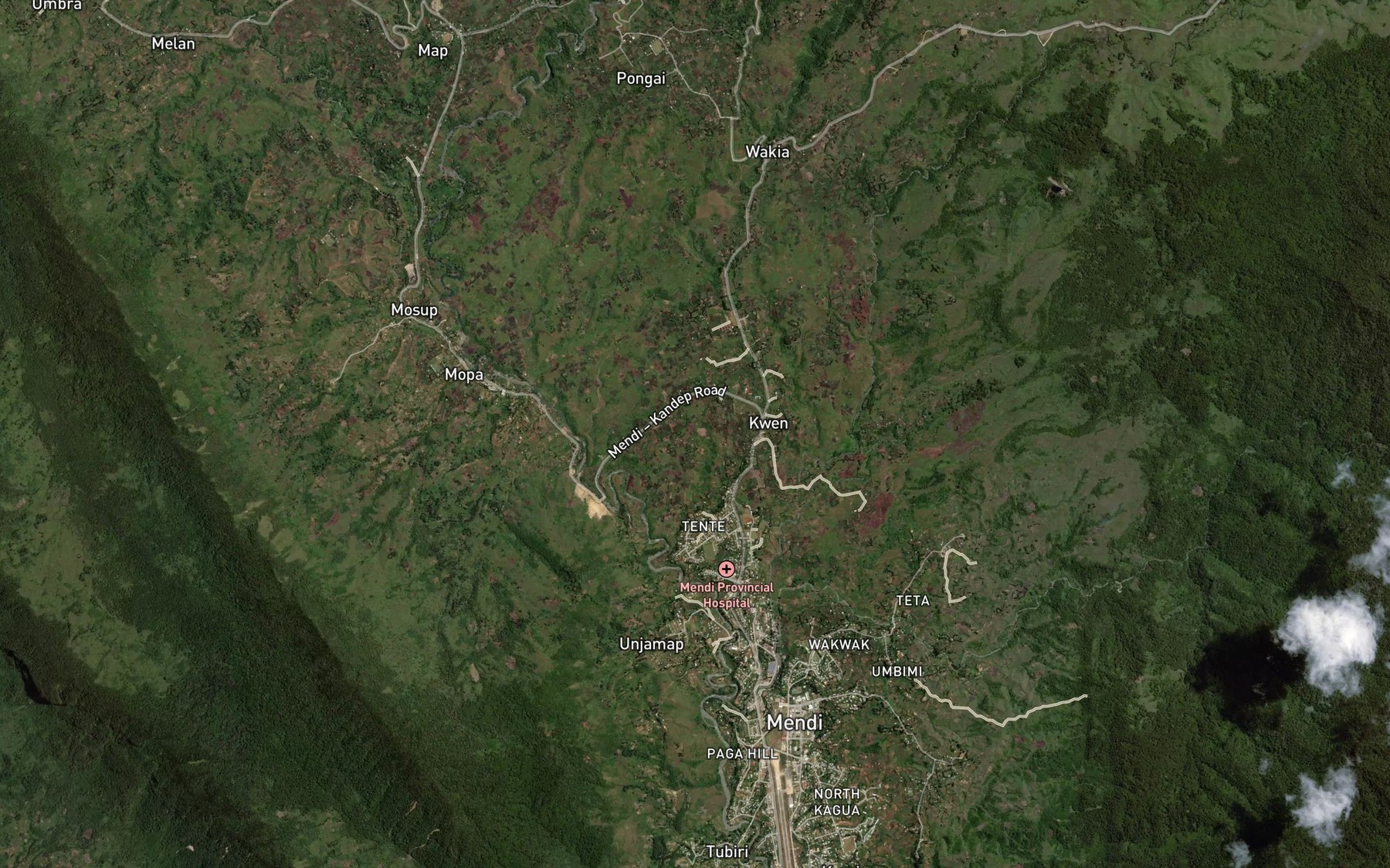 Satellite map of the Mabli River
